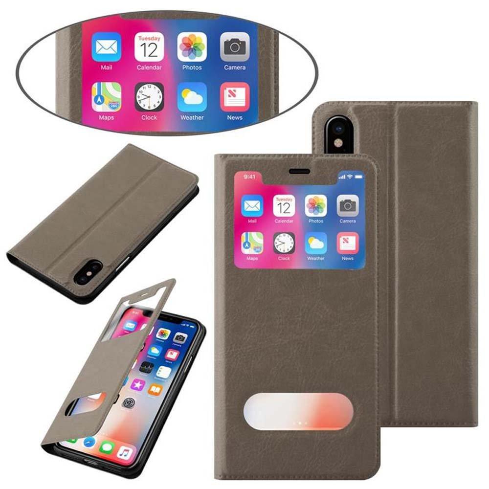 Cadorabo Hülle für Apple iPhone XS MAX Magnetverschluss, 2 Sichtfenstern