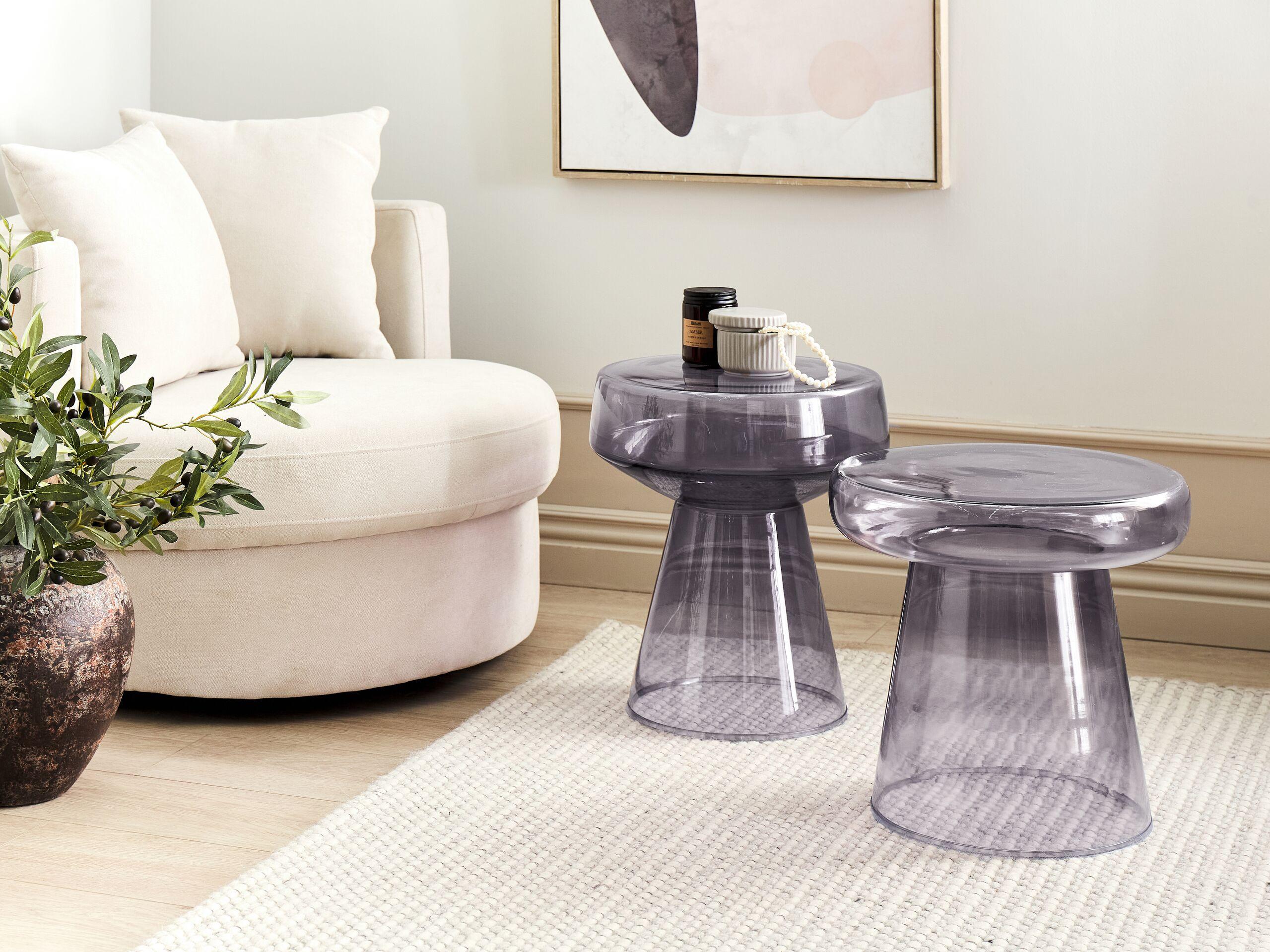 Beliani Beistelltisch 2er Set aus Glas Retro LAGUNA/CALDERA