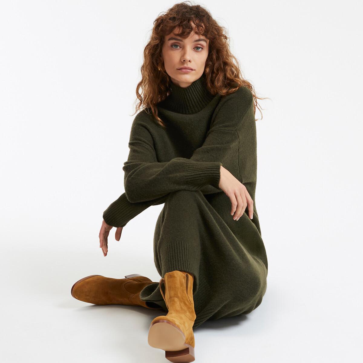 La Redoute Collections Langärmeliges Strickkleid mit geradem Schnitt