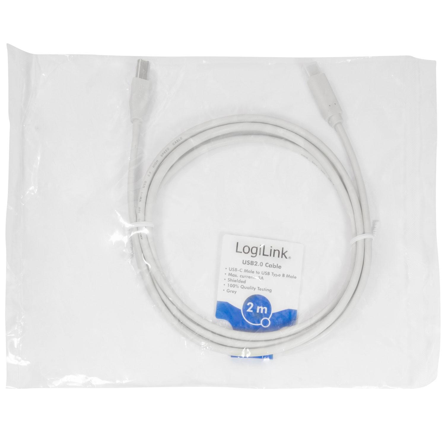 LogiLink USB-C - USB-B 2.0 2 Meter