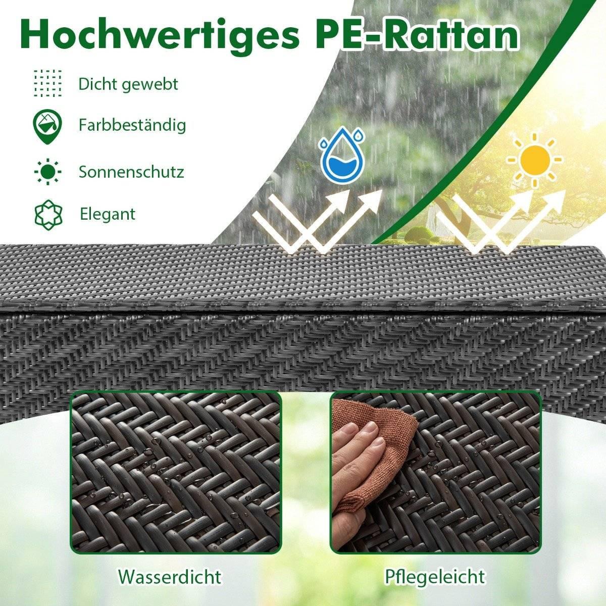 Northio Auflagenbox mit Rollen & 320 L Kapazität Wasserdichte Kissenbox Polyrattan Aufbewahrungsbox