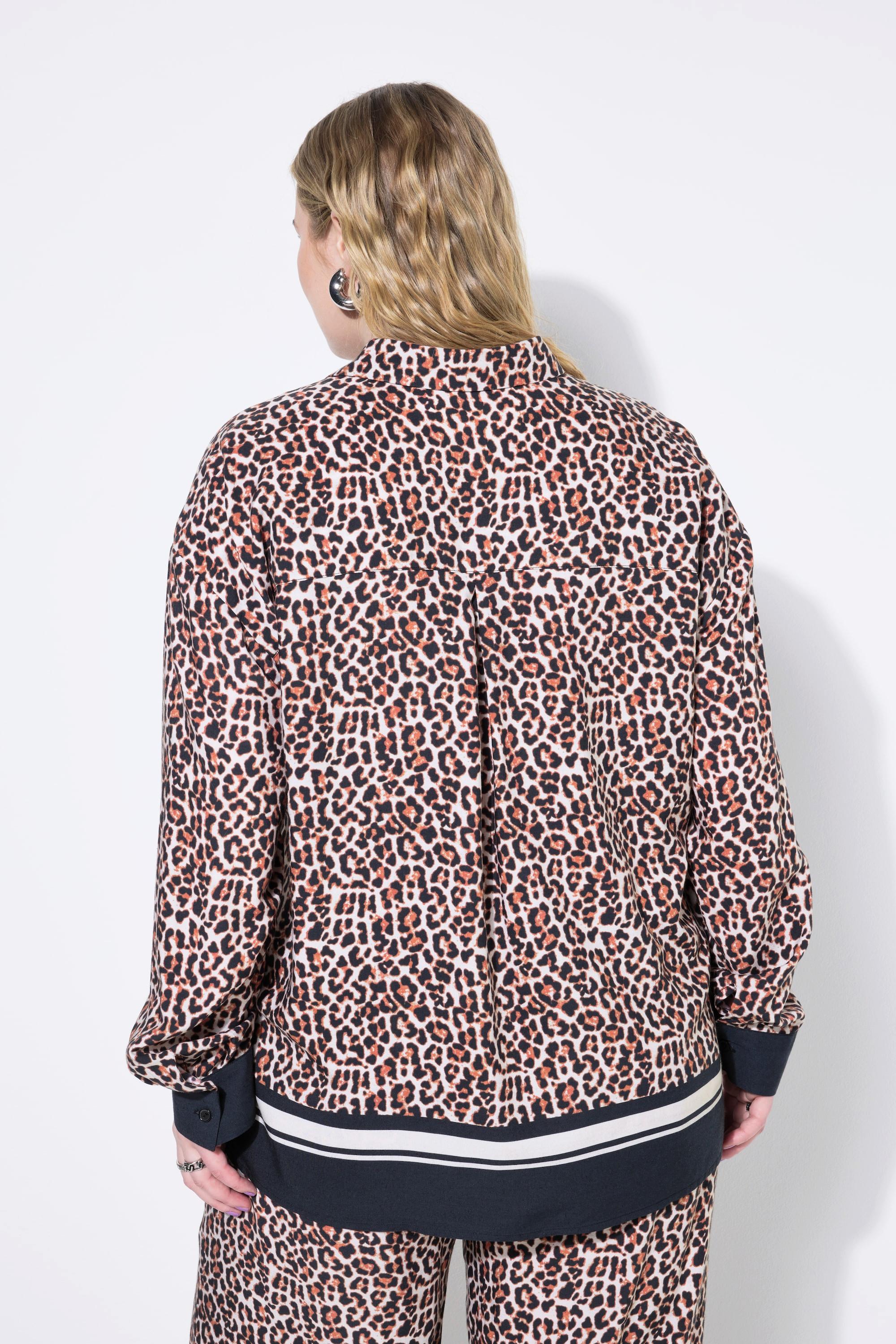 Studio Untold Hemdbluse, oversized, Leo, Saumbordüre