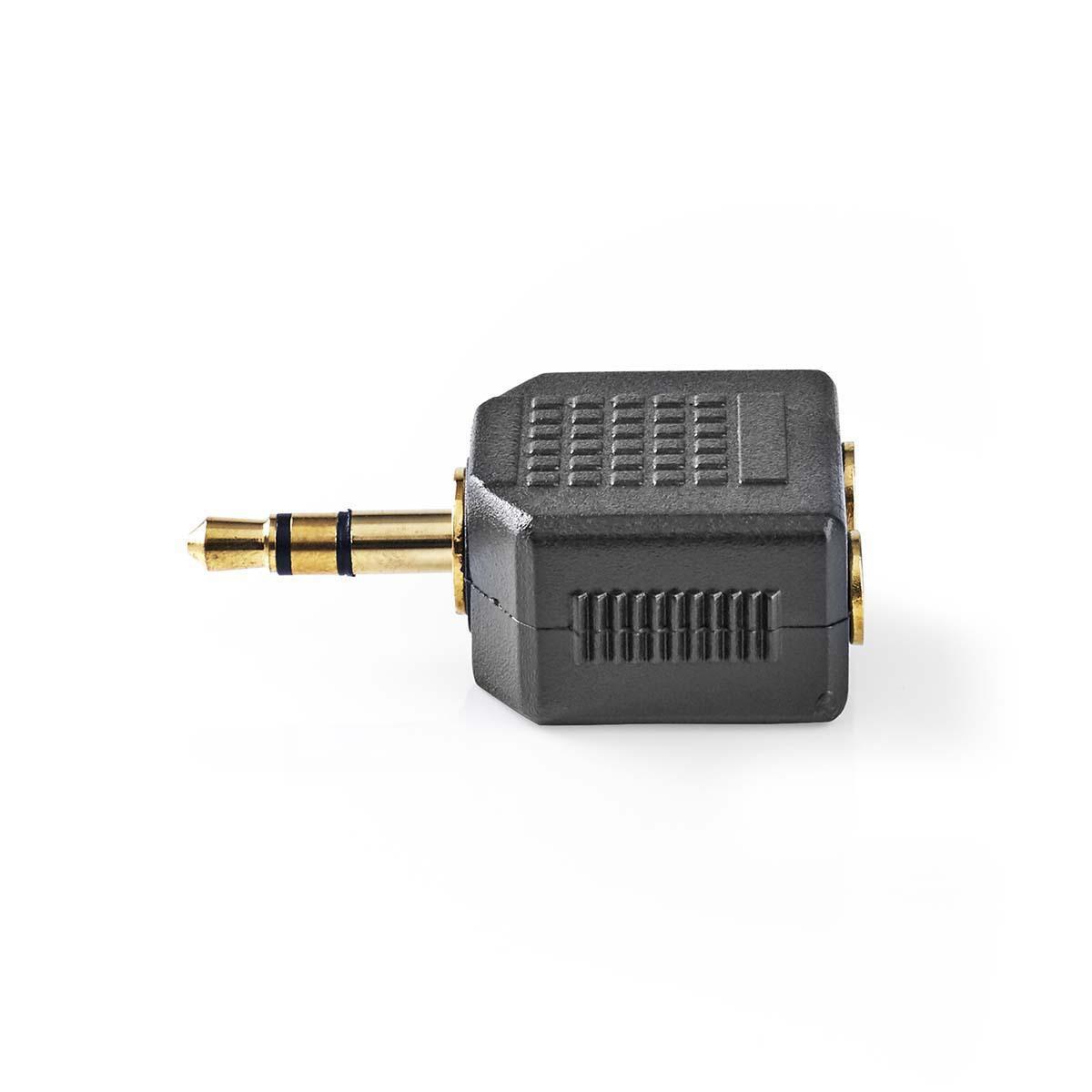 Nedis Stereo-Audio-Adapter | 3,5 mm Stecker | 2x 3,5 mm, Buchse | Vergoldet | Gerade | ABS | Schwarz | 10 Stk. | Plastikbeutel