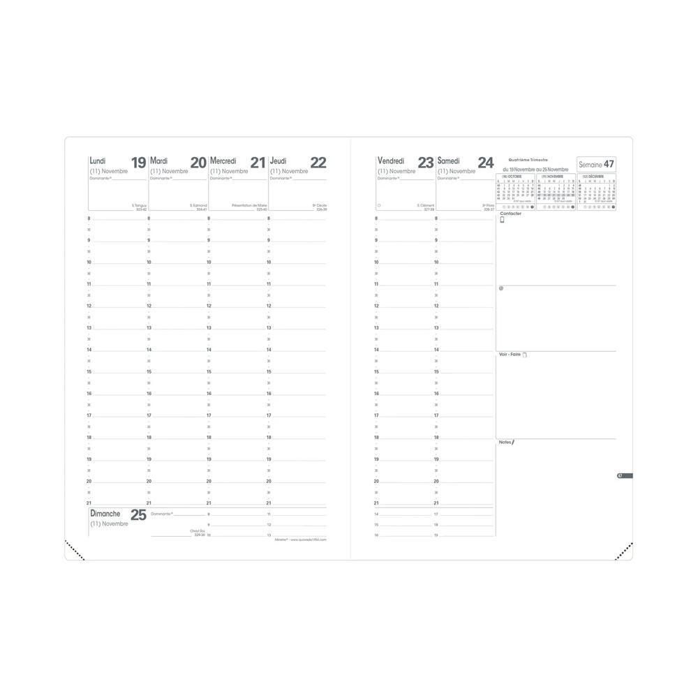 QUO-VADIS Quo Vadis - Einlagen Terminkalender - 2025 - Minister - Die Woche Planning - Französisch - Dez/Dez - 16x24 cm - Clairefontaine-Papier Weiß - Hergestellt in Frankreich