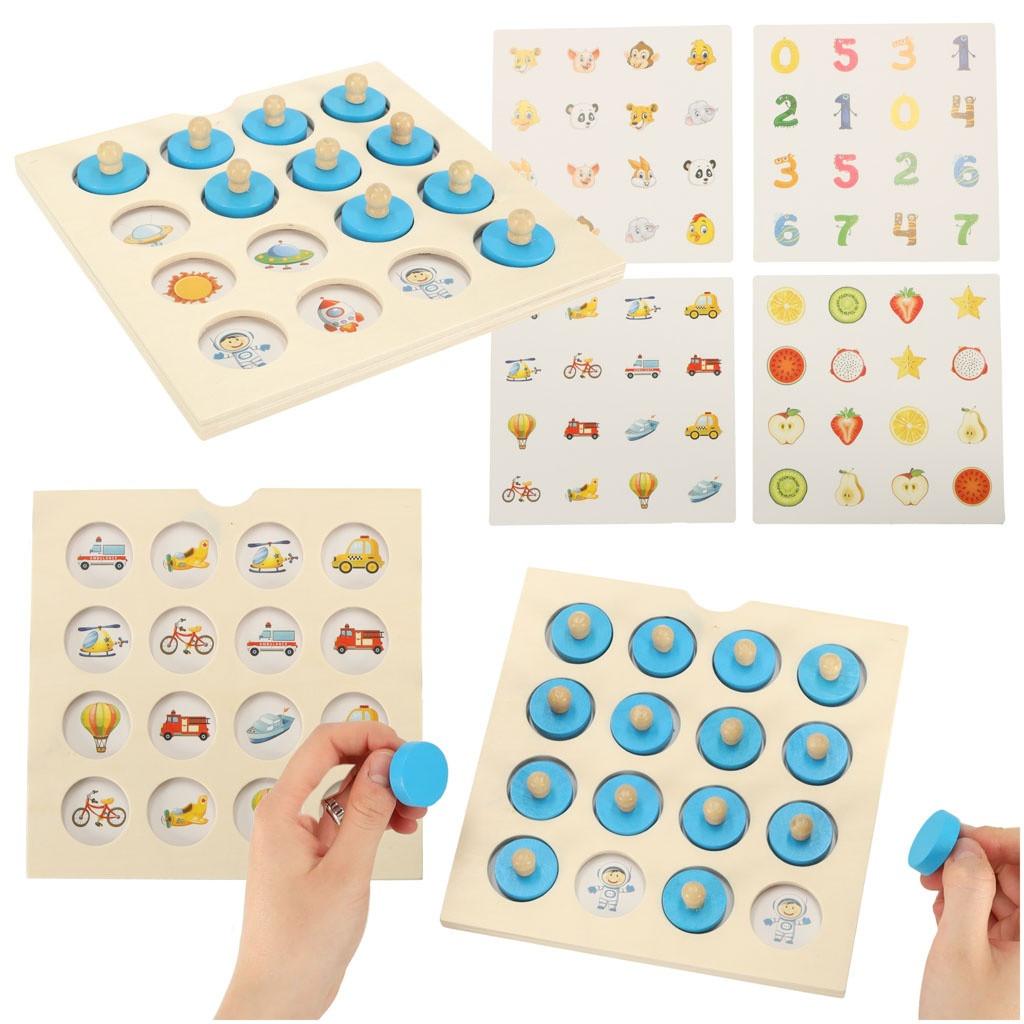 Pricenet Holzpuzzle-Brettspiel Memory + 4 Karten