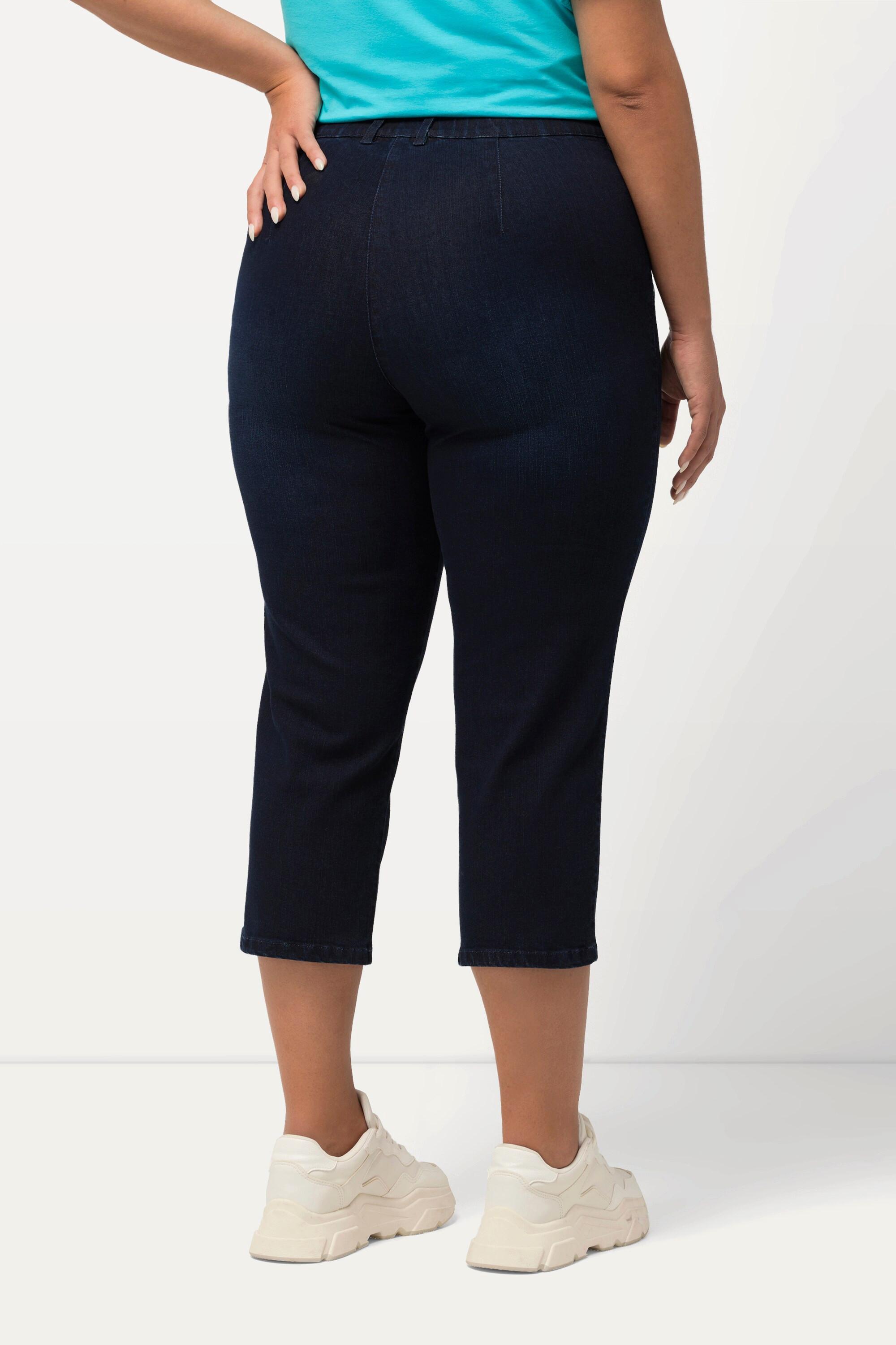 Ulla Popken Mony 7/8 Slim Fit Jeans mit Elastikbund und Reissverschlusstaschen