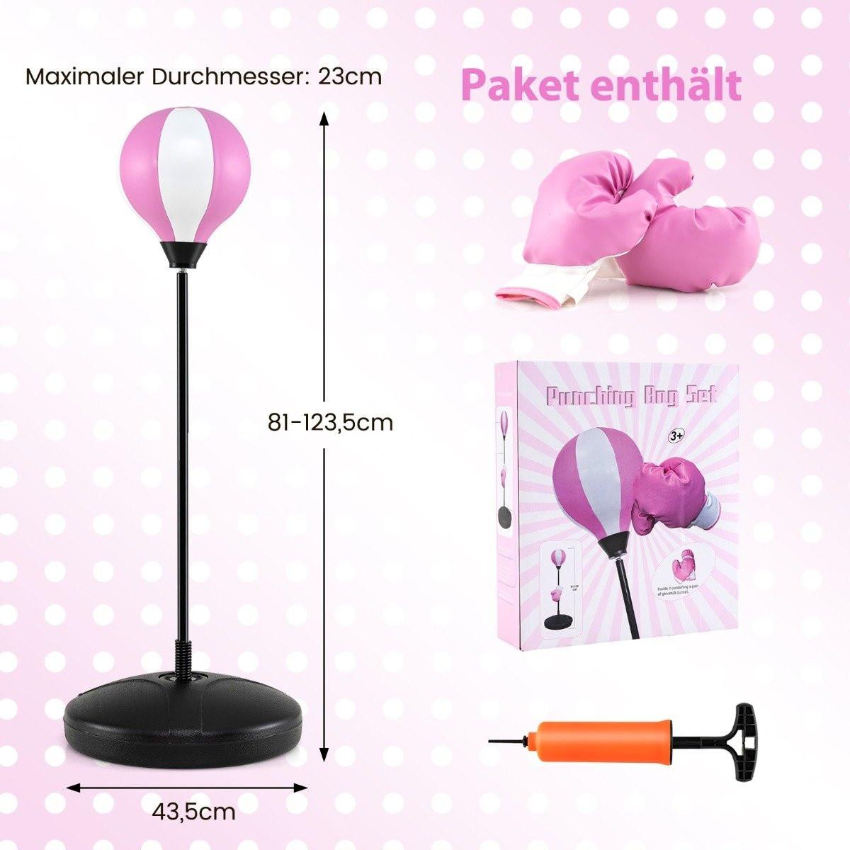 Northio 81-123,5cm Höhenverstellbarer Punchingball inkl. Boxhandschuhe & Handpumpe Kinder Boxset Rosa