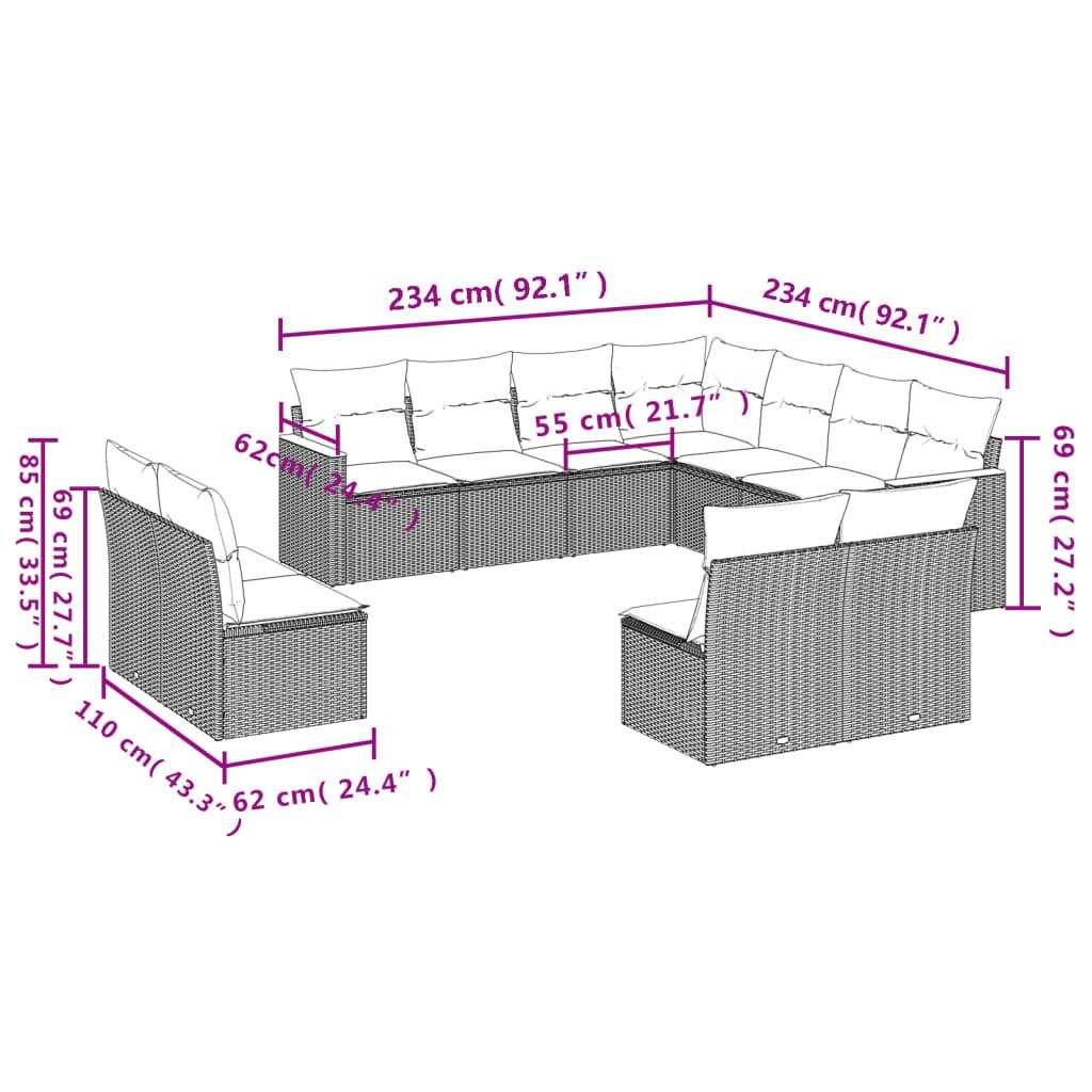 VidaXL Garten sofagarnitur poly-rattan