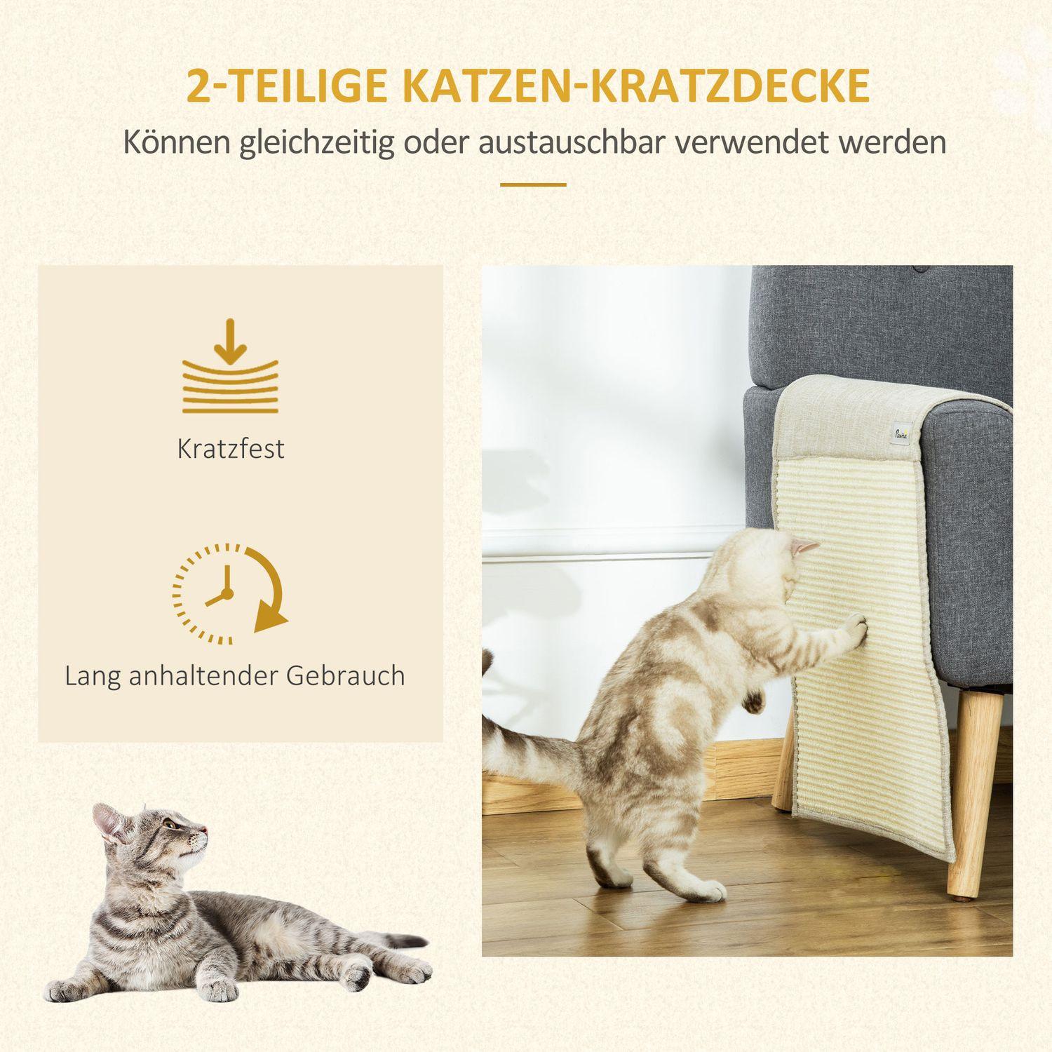 Northio Kratzmatte 2Er Set Sofa-Schutz Für Katzen, Sisal Kratzteppich, Beige+Grau, 130X45X0,3Cm, Für Sessel & Couch