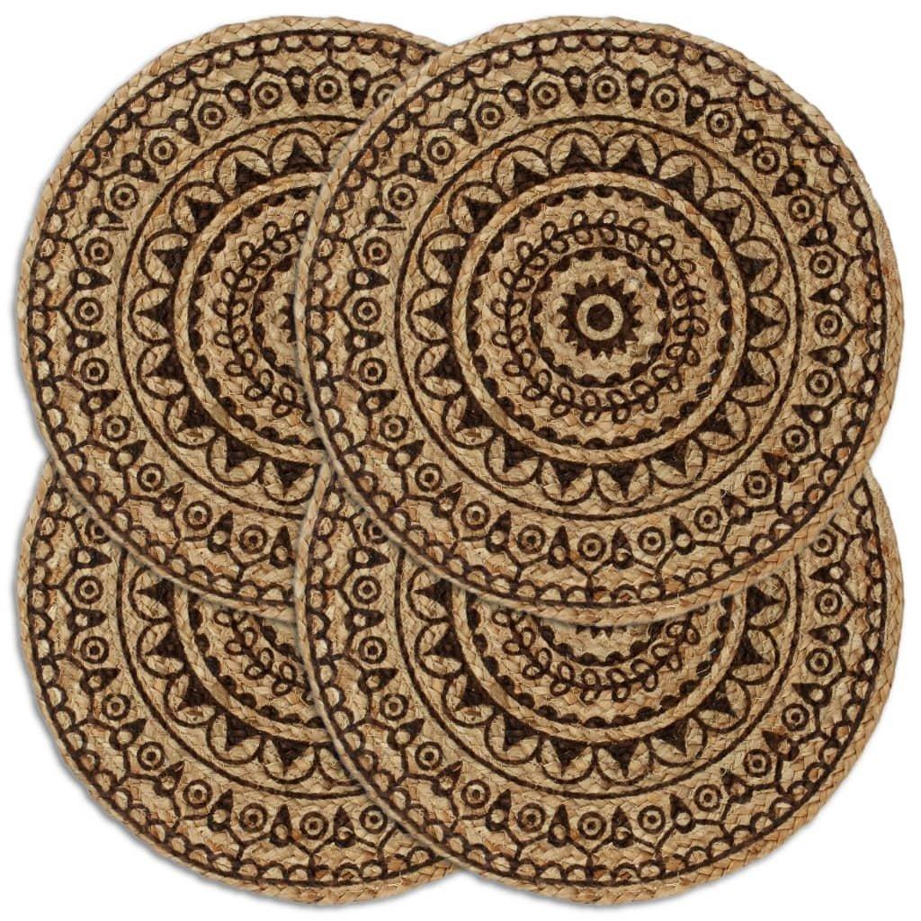 VidaXL Tischsets 4 stk. rund jute jute