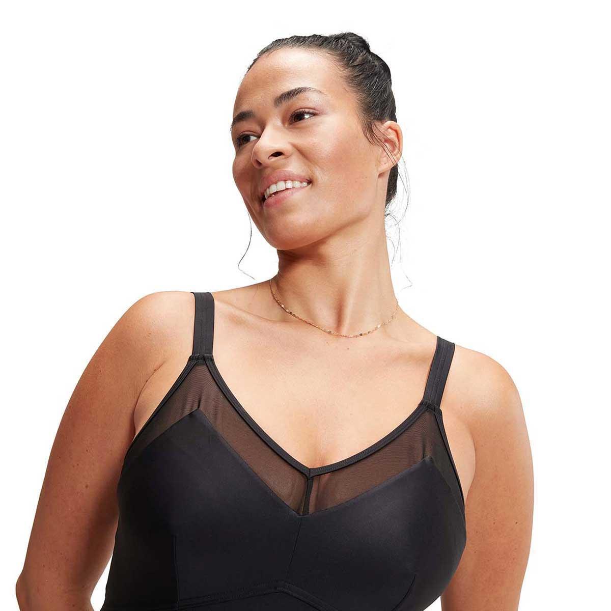 speedo badeanzug, damen eco mesh detail 1p bla