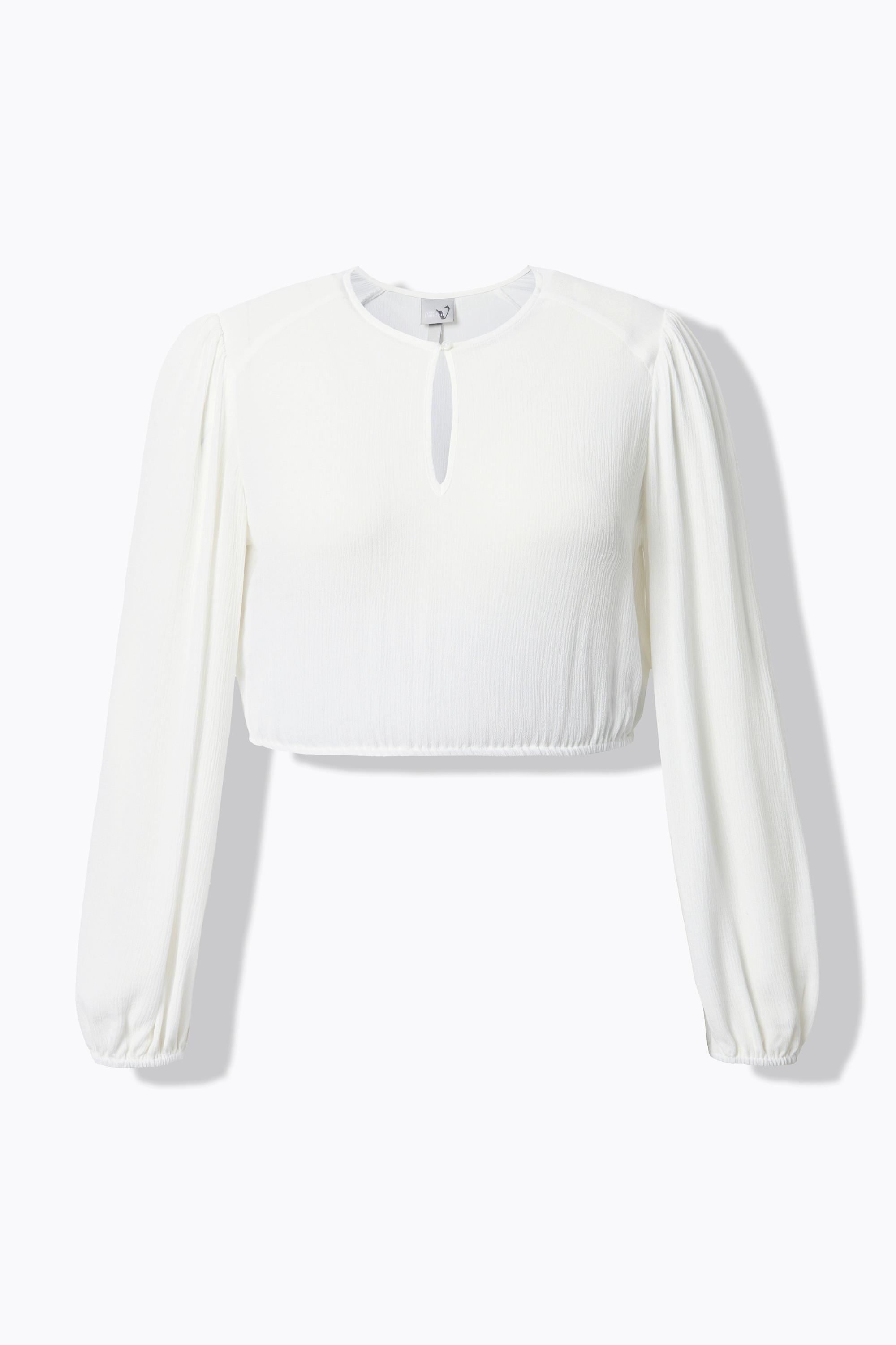 Ulla Popken Dirndlbluse, Gummisaum, Rundhals, weiter Langarm