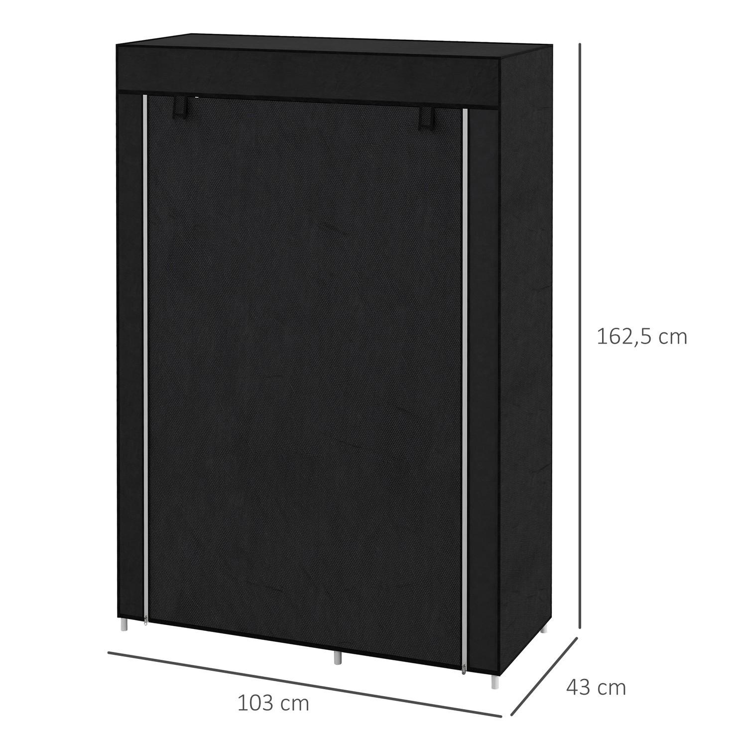 Northio Stoffkleiderschrank 6 Fächer Vliesoptik Faltgarderobe Schwarz 103X43X162,5Cm