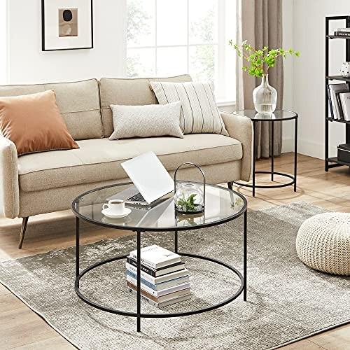 Pricenet Modernerer Couchtisch mit Platte aus gehärtetem Glas