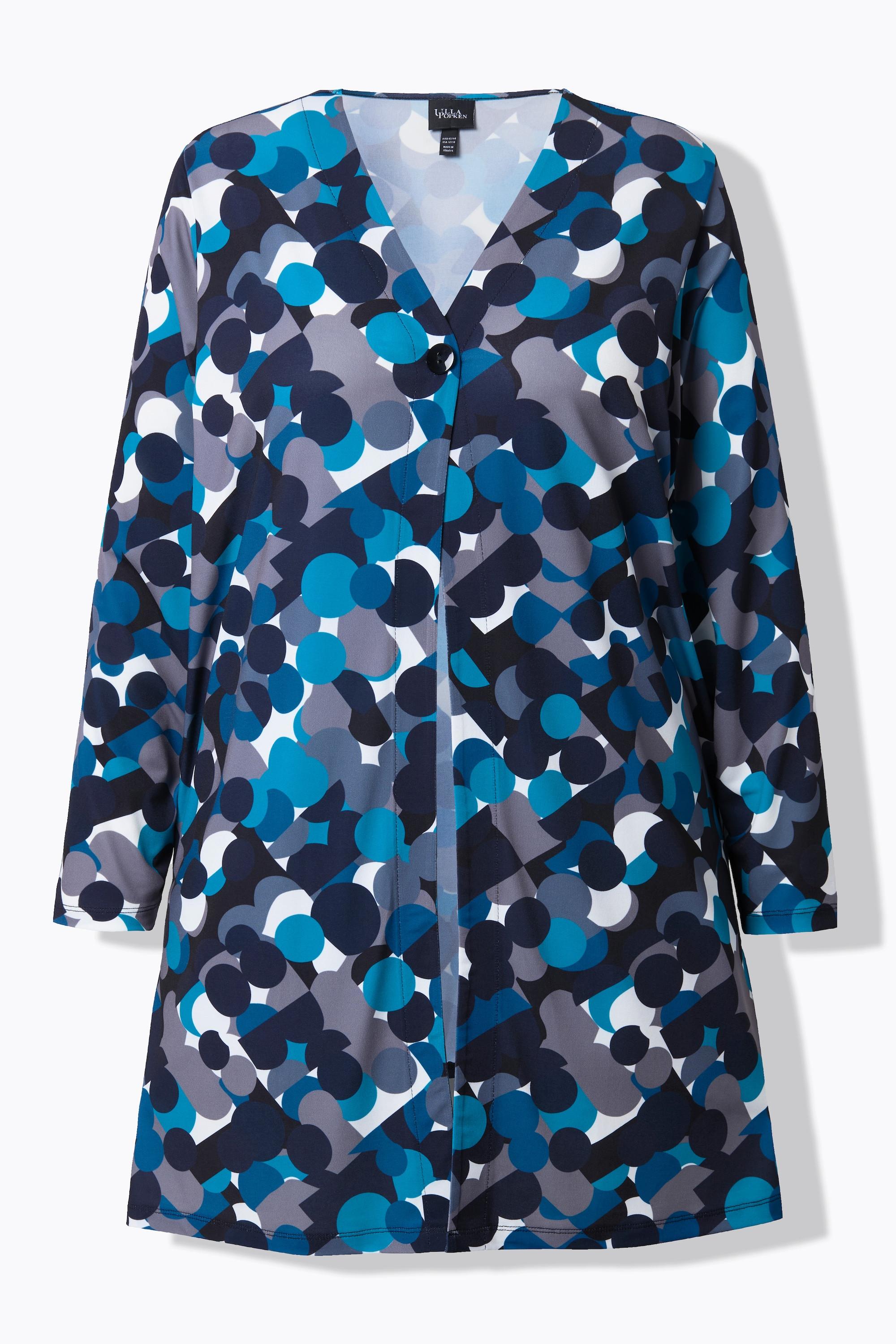 Ulla Popken Jerseyjacke, V-Ausschnitt, Knopfverschluss, Langarm