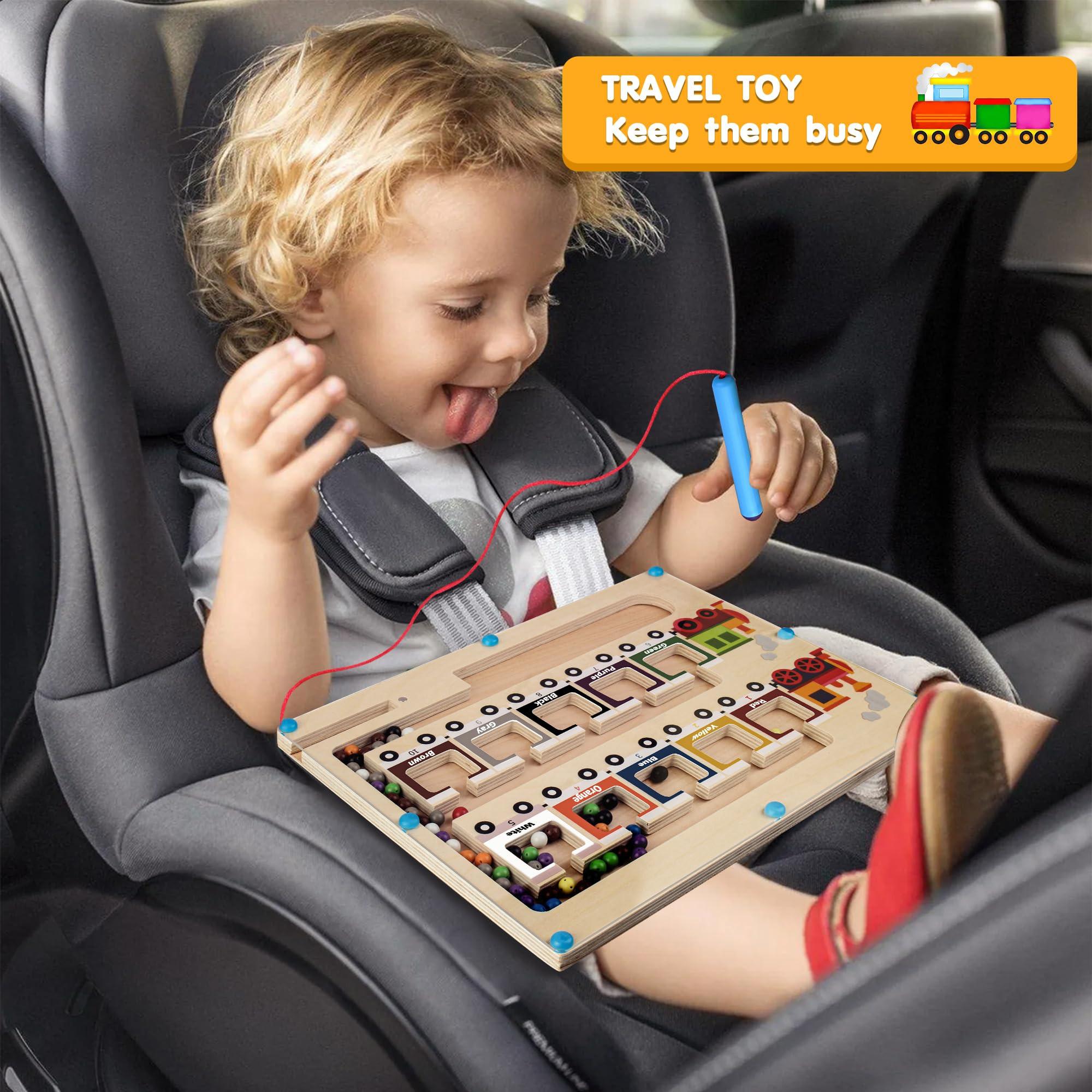 Activity-board Magnetische Farbe und Zahl Labyrinth, hölzerne Puzzle-Aktivität Bord, pädagogische Zählen Spielzeug für Kleinkinder