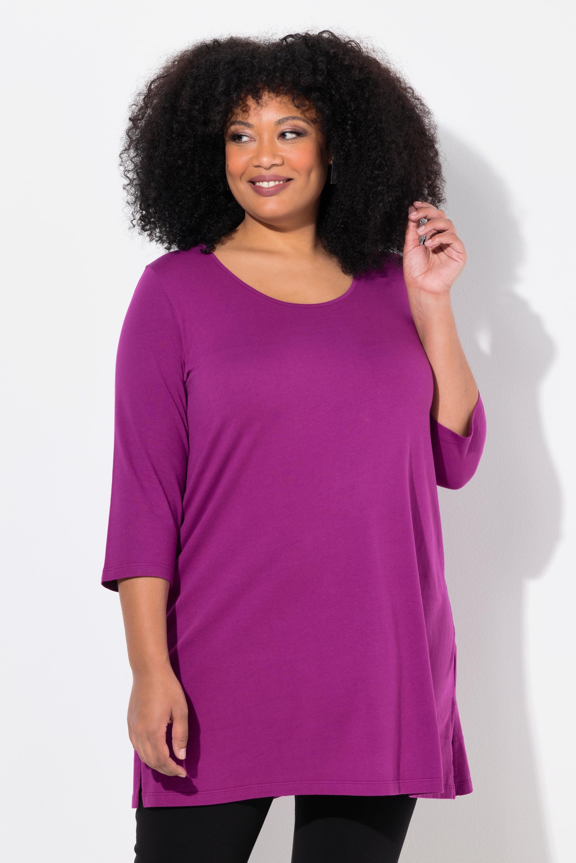 Ulla Popken Longshirt A-Linie Rundhalsausschnitt 3/4-Arm