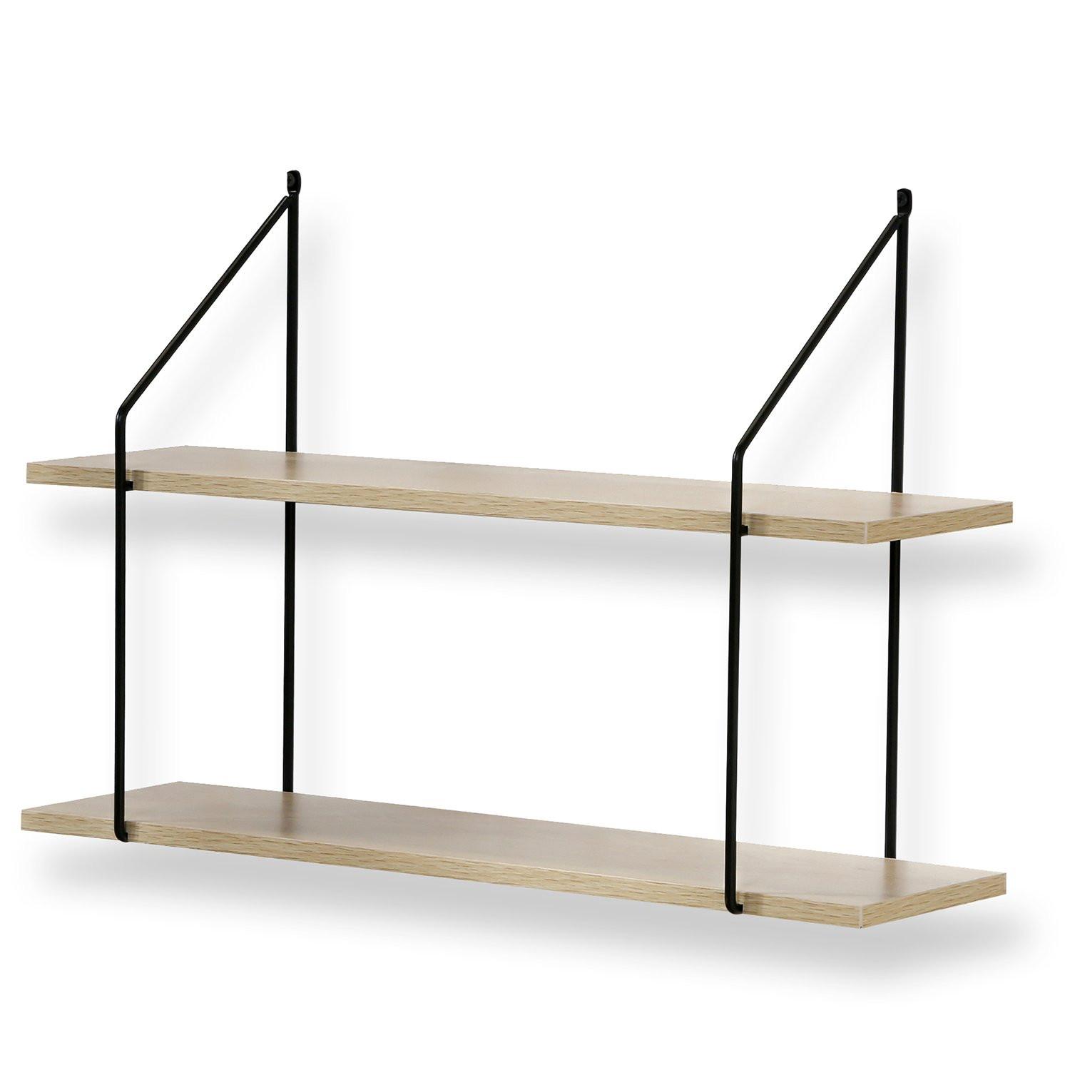 Calicosy Zweistöckiges Wandregal im Holzdekor L60 cm