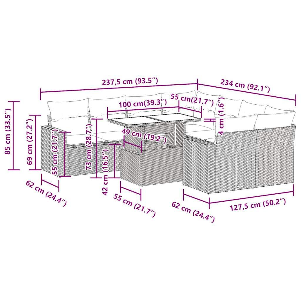 VidaXL Gartensofa set poly-rattan