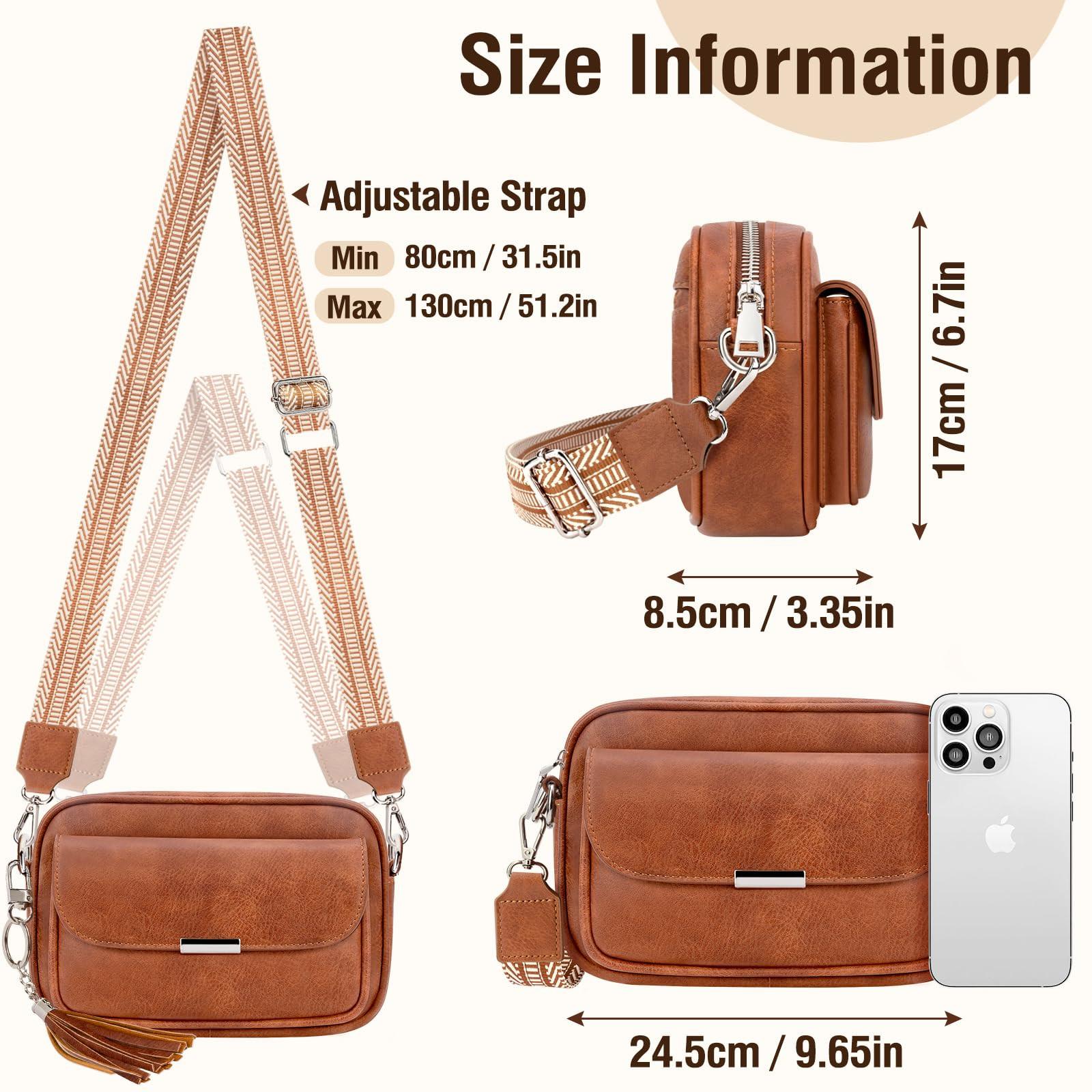 Only-bags.store Crossbody Tasche Leder Umhängetasche Medium Handtasche mit breitem Riemen Verstellbare Umhängetasche mit Fransen für Reisen Crossbody Tasche Leder Umhängetasche Medium Handtasche mit breitem Riemen Verstellbare Umhängetasche mit Frans