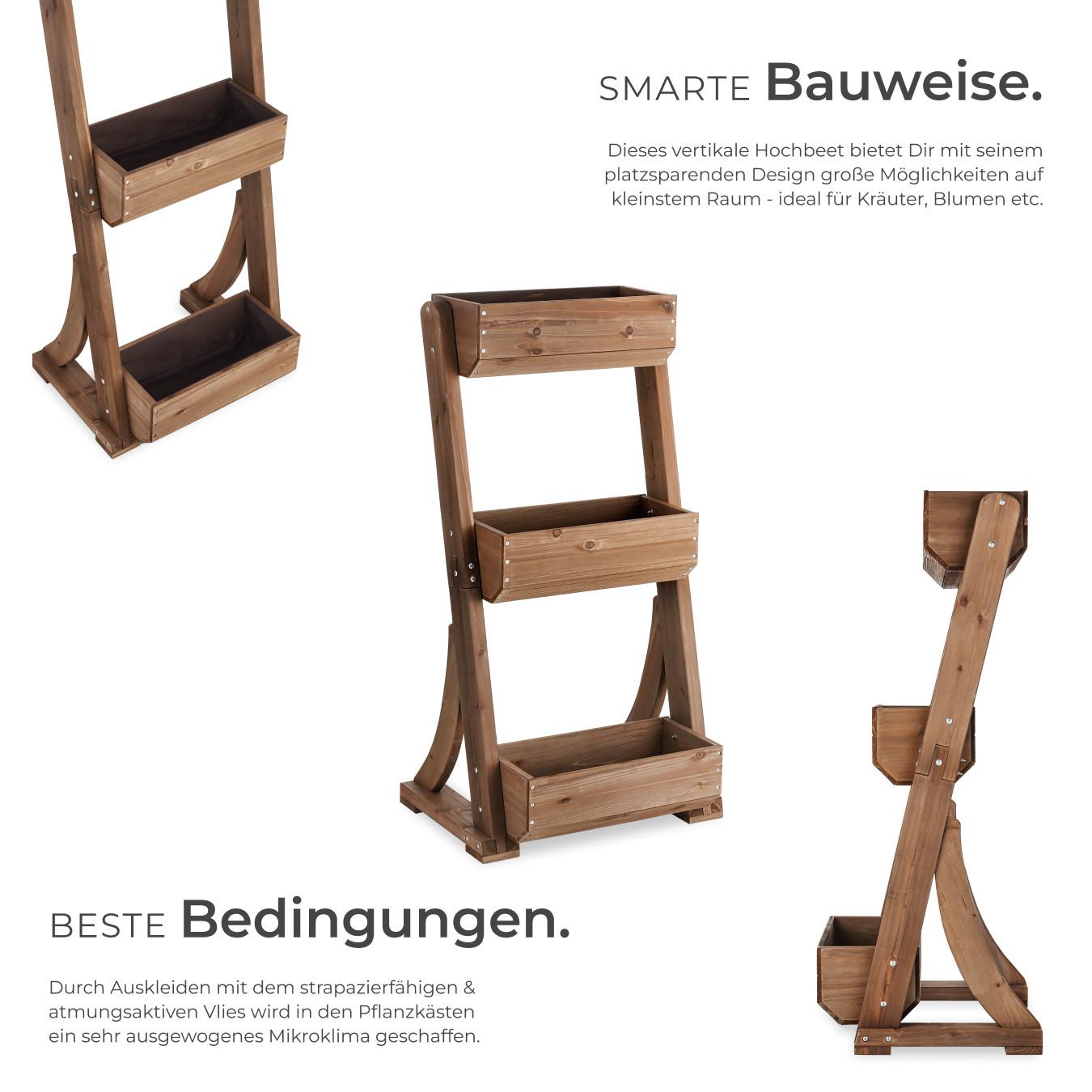 Tectake Vertikalbeet Flora, lackiertes Holz, inkl.