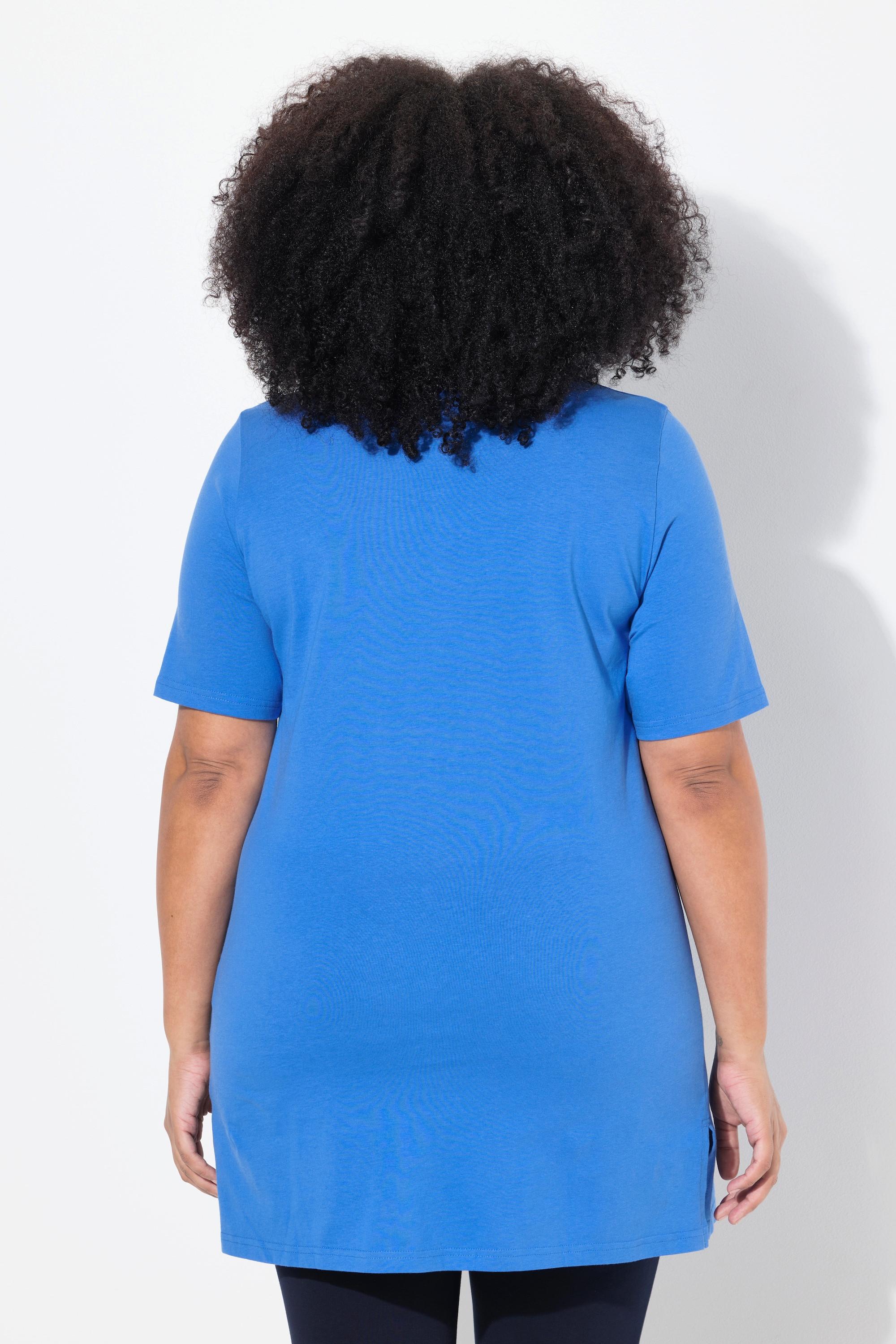 Ulla Popken Longshirt A-Linie Rundhalsausschnitt Halbarm