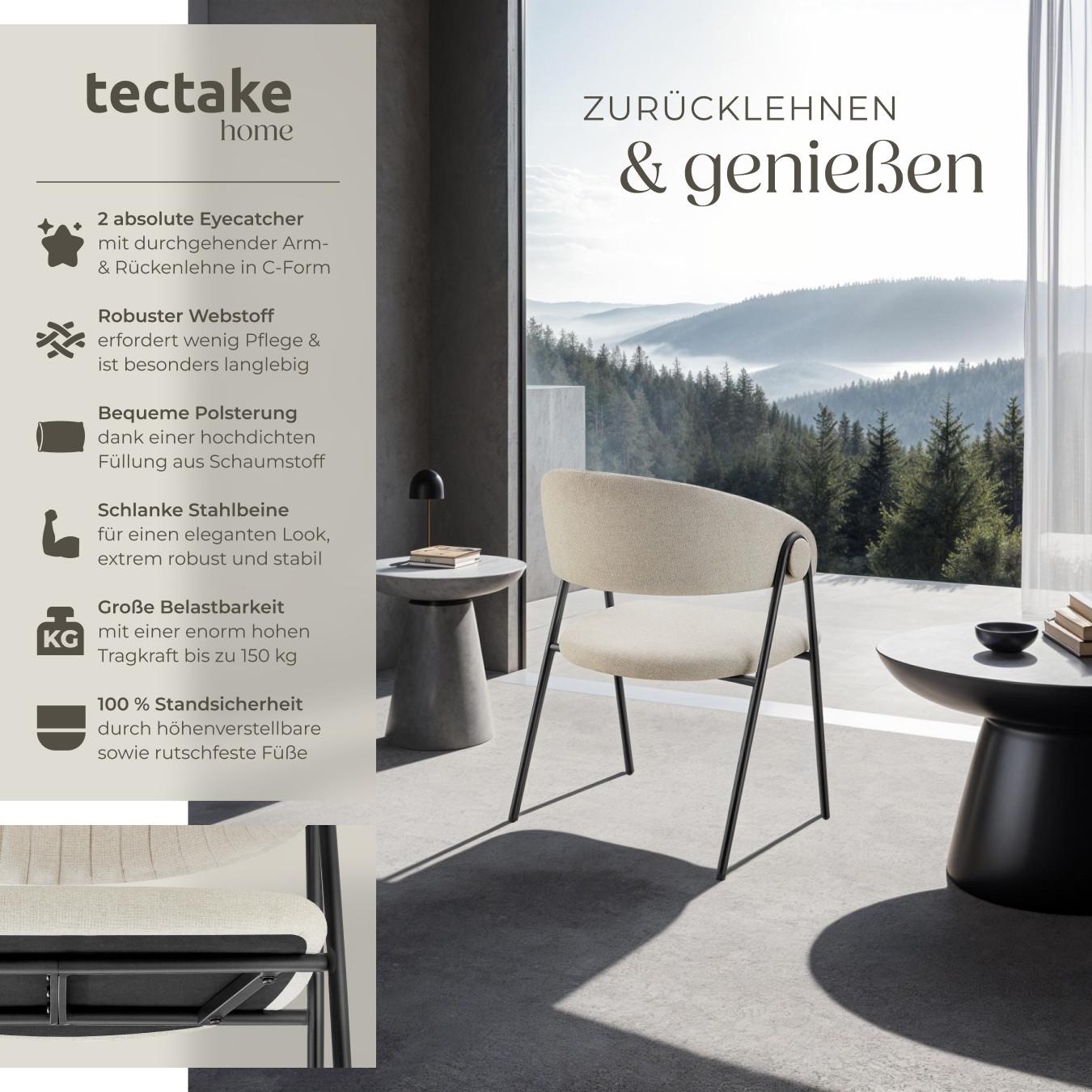 Tectake Armlehnstuhl Bedano, gepolstert, Webstoff, 150 kg