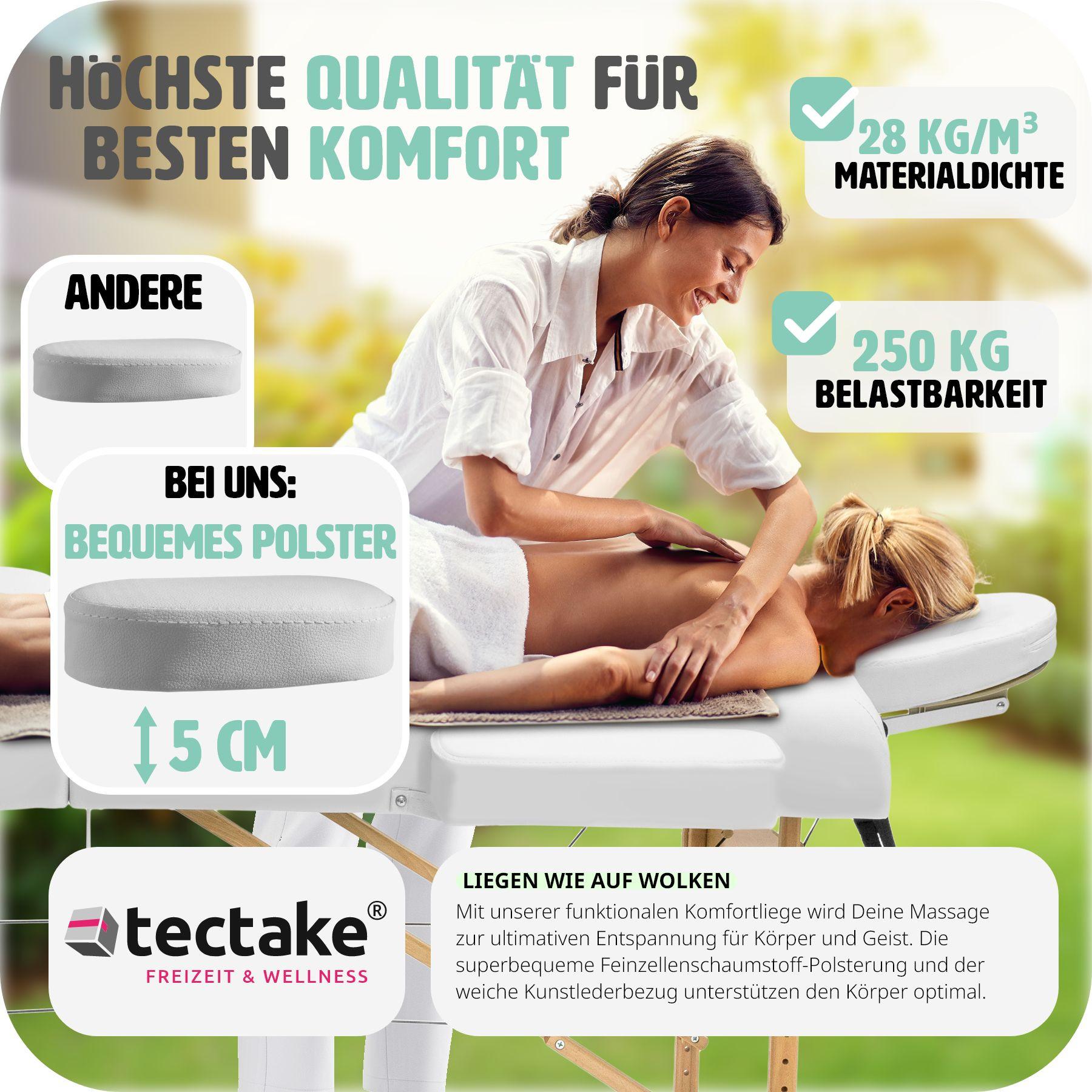 Tectake 2 Zonen Massageliege mit 5cm Polsterung und Holzgestell