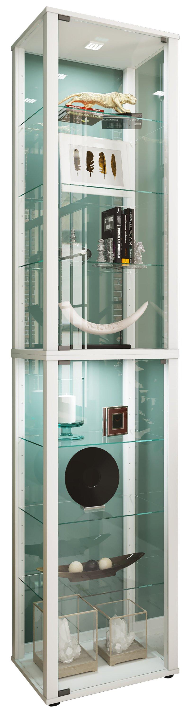 VCM Glasvitrine stehend | Vitrine Glas mit ESG-Sicherheitsglas | Maße ca. H. 227 x B. 50 x T. 38 cm | Standvitrine Glas | Modern und platzsparend | Glas