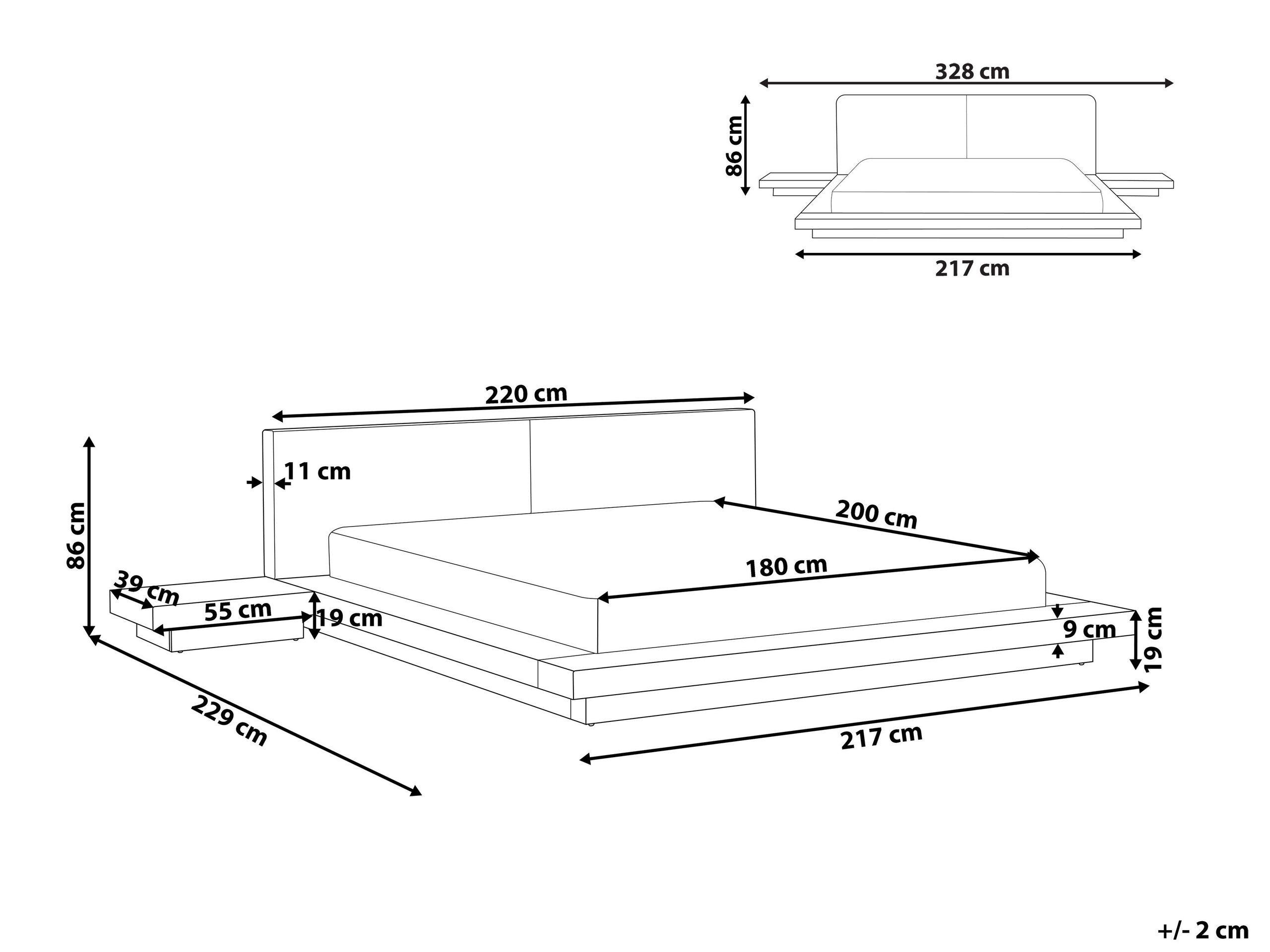 Beliani Bett mit LED aus MDF-Platte Skandinavisch ZEN