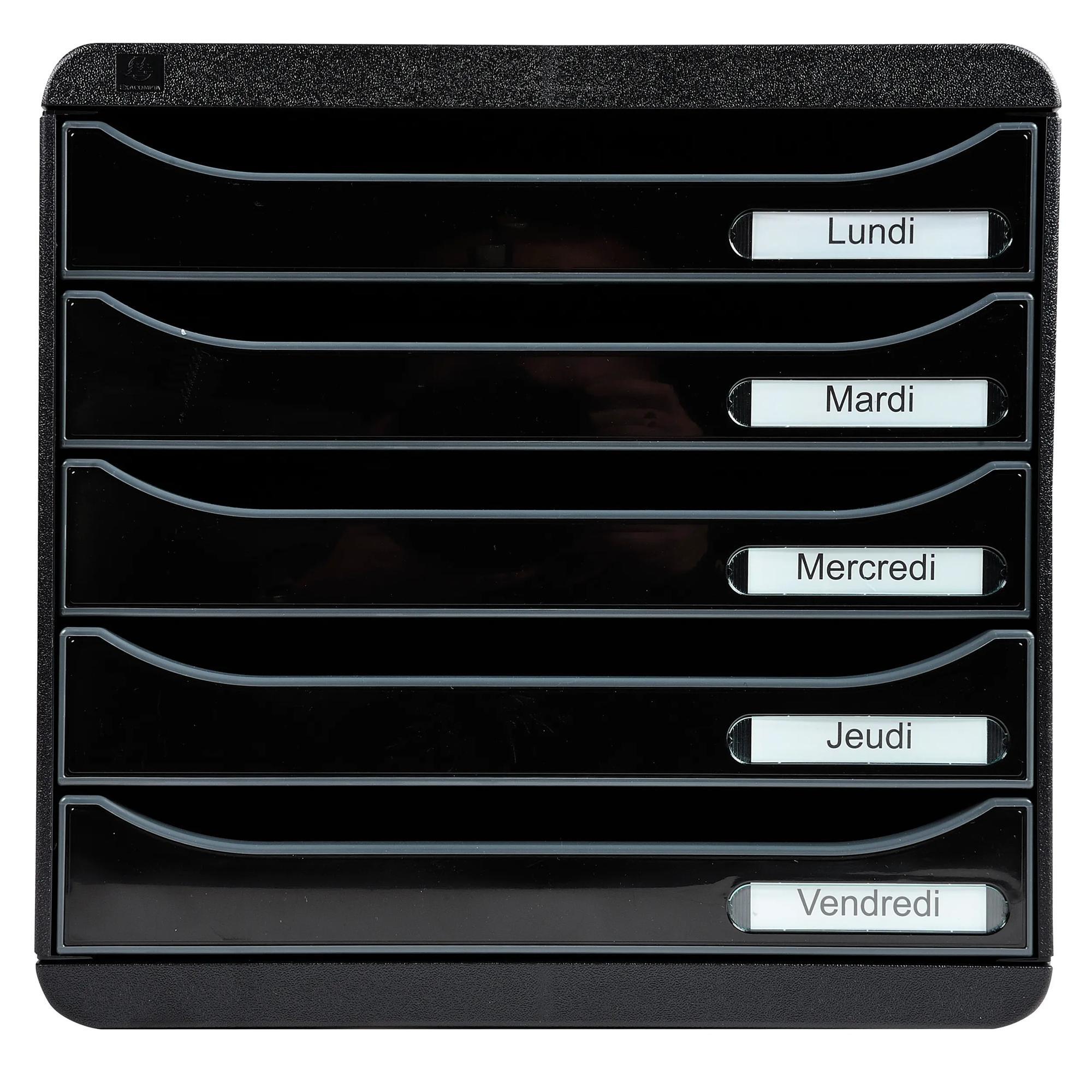 Exacompta Schubladenbox Big Box Plus, 5 offene Schubladen, Glossy