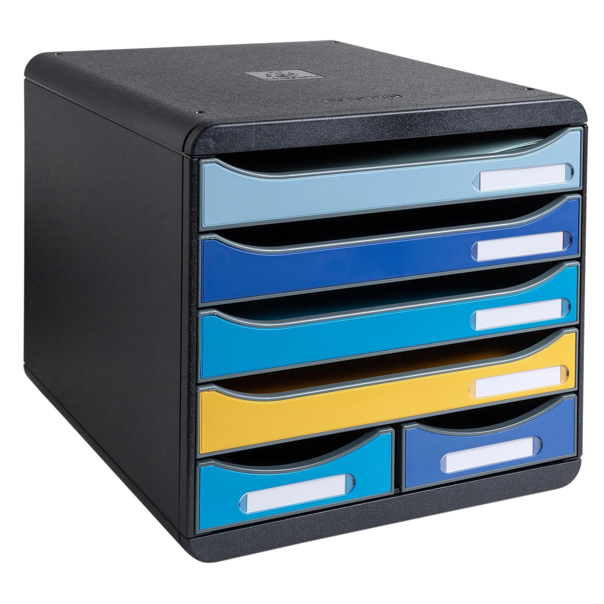 Exacompta Schubladenbox BIG BOX MAXI, 6 offene Schubladen, Bee Blue