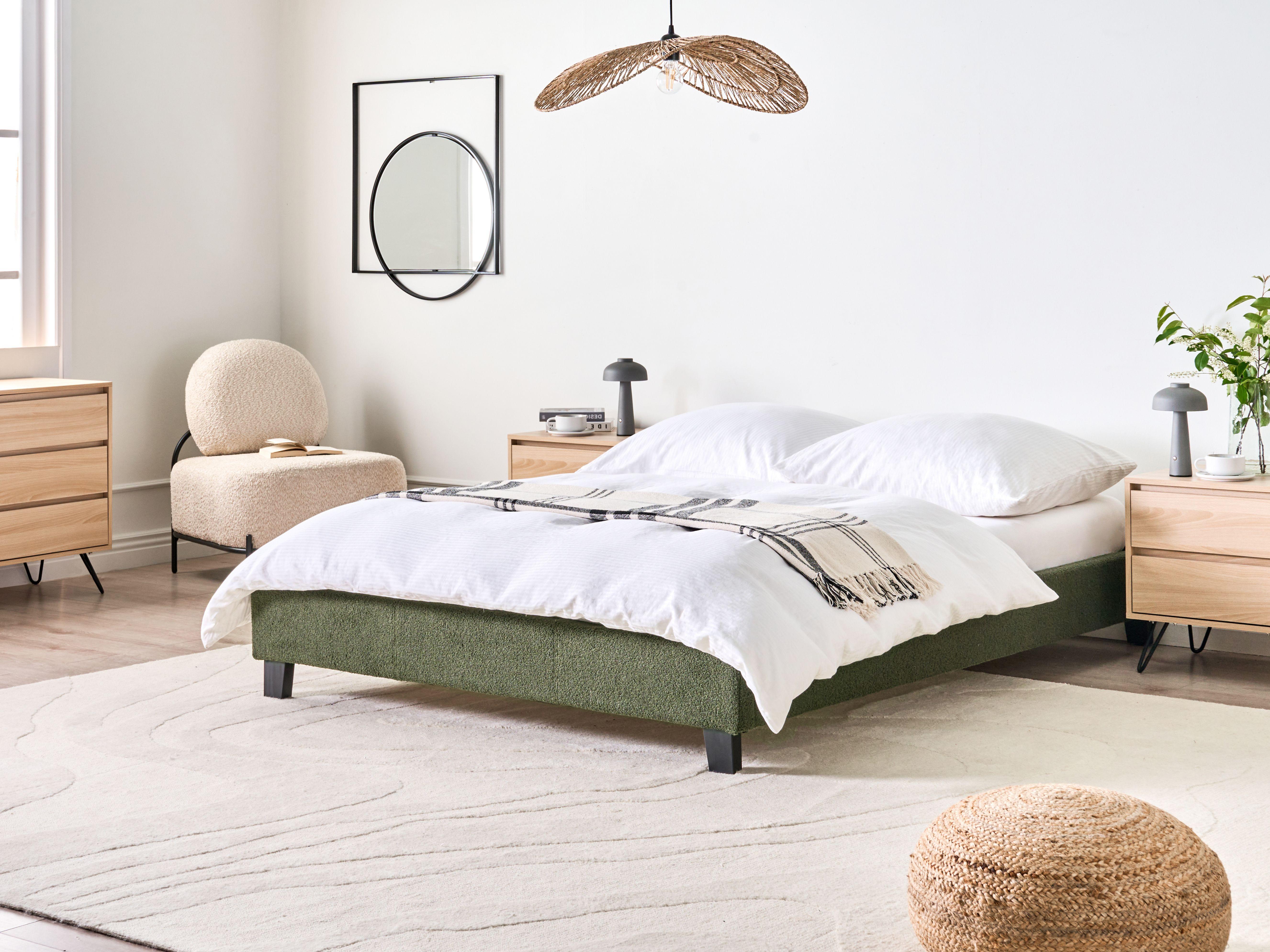 Beliani Bett ohne Kopfteil aus Bouclé Minimalistisch ROANNE