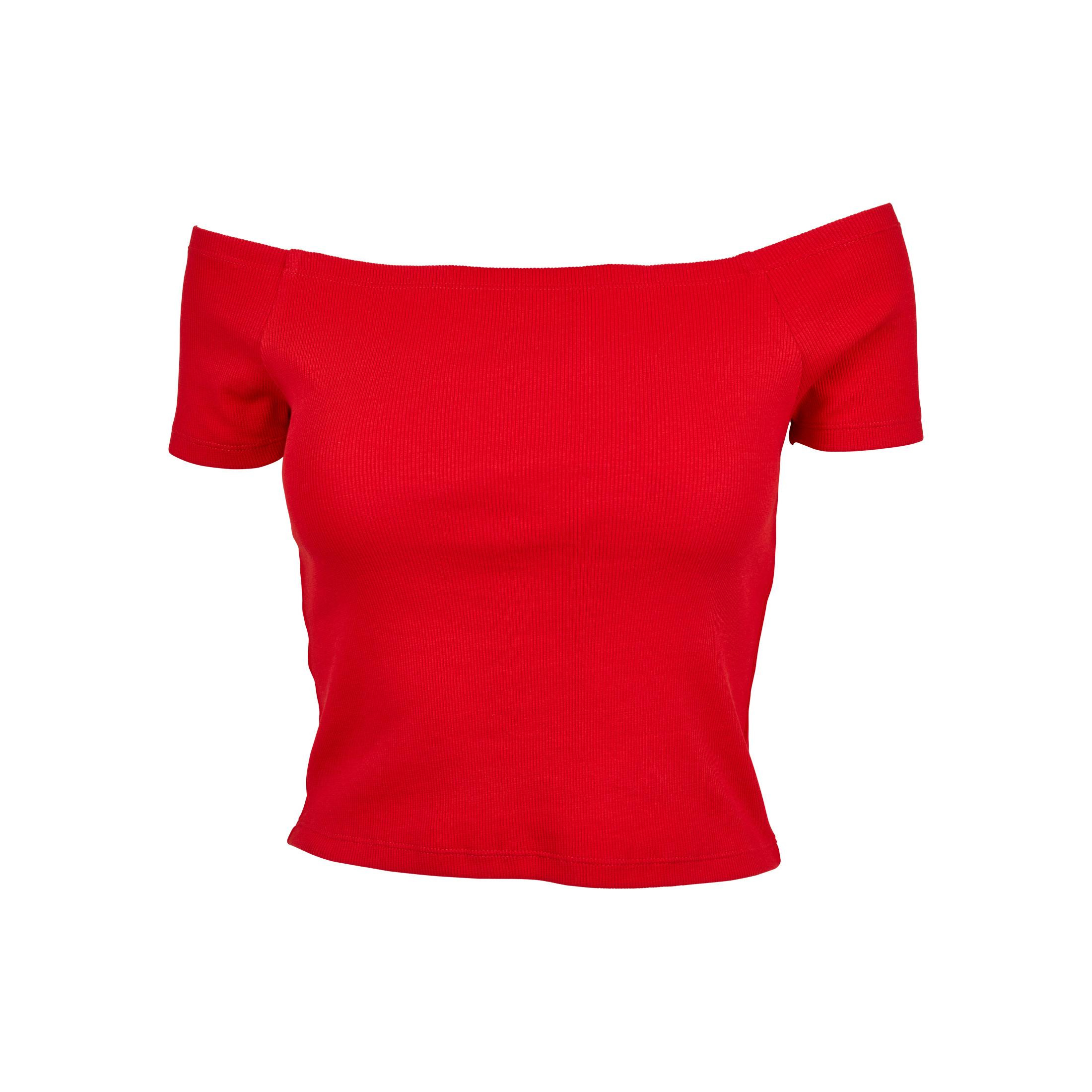 URBAN CLASSICS Geripptes Off Shoulder Crop T-Shirt
