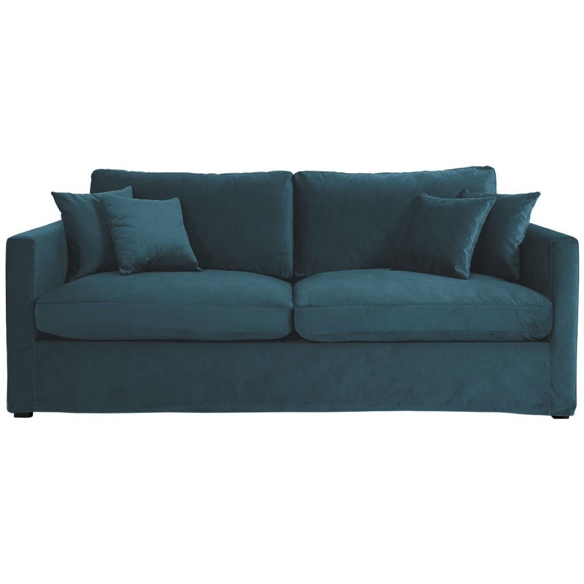 Blanc d'Ivoire Sofa Angie Samt pfauenblau 215