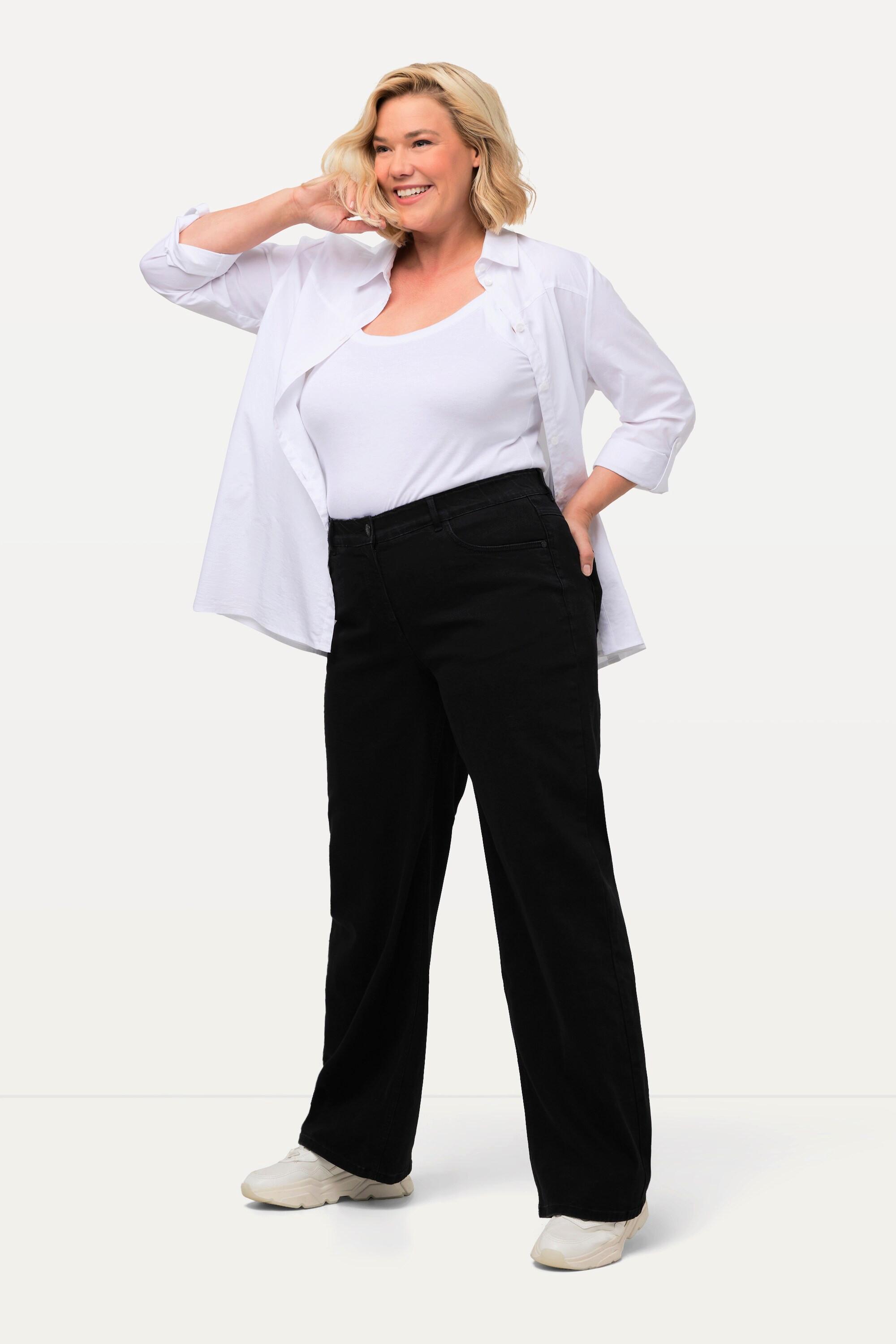 Ulla Popken Mary Weites Bein 5-Pocket Jeans mit Komfortbund