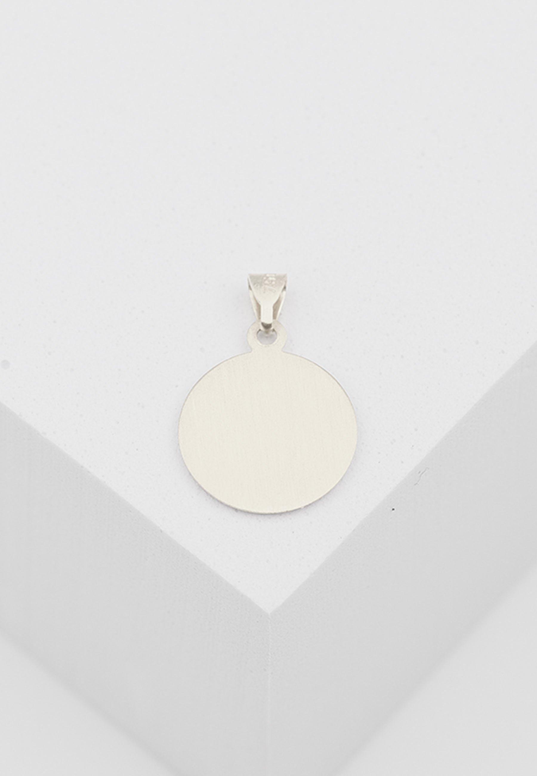 MUAU Schmuck Anhänger Medaille Engel Weissgold 750, 12mm