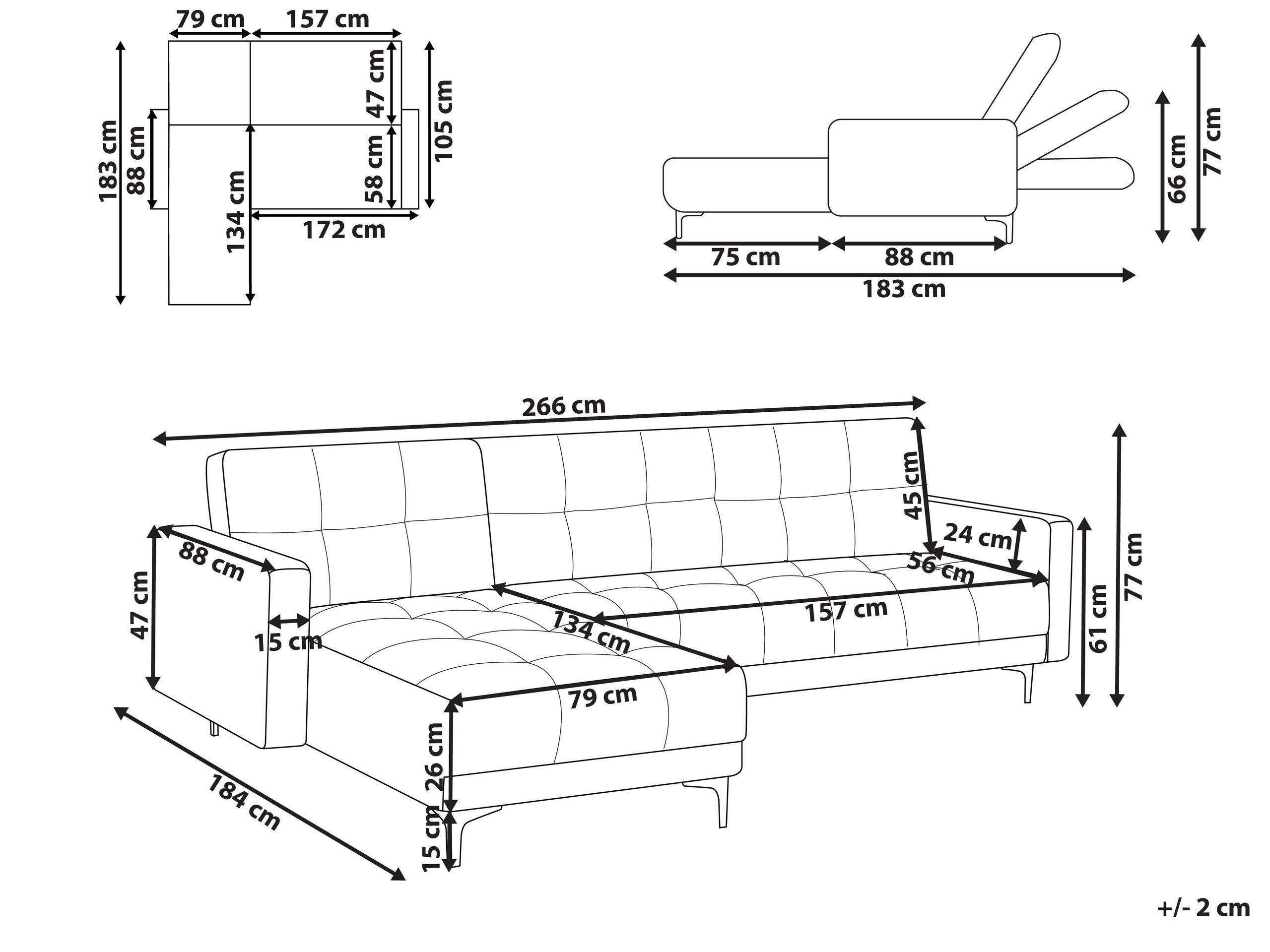 Beliani Rechtsseitiges Ecksofa aus Polyester Minimalistisch ALNES