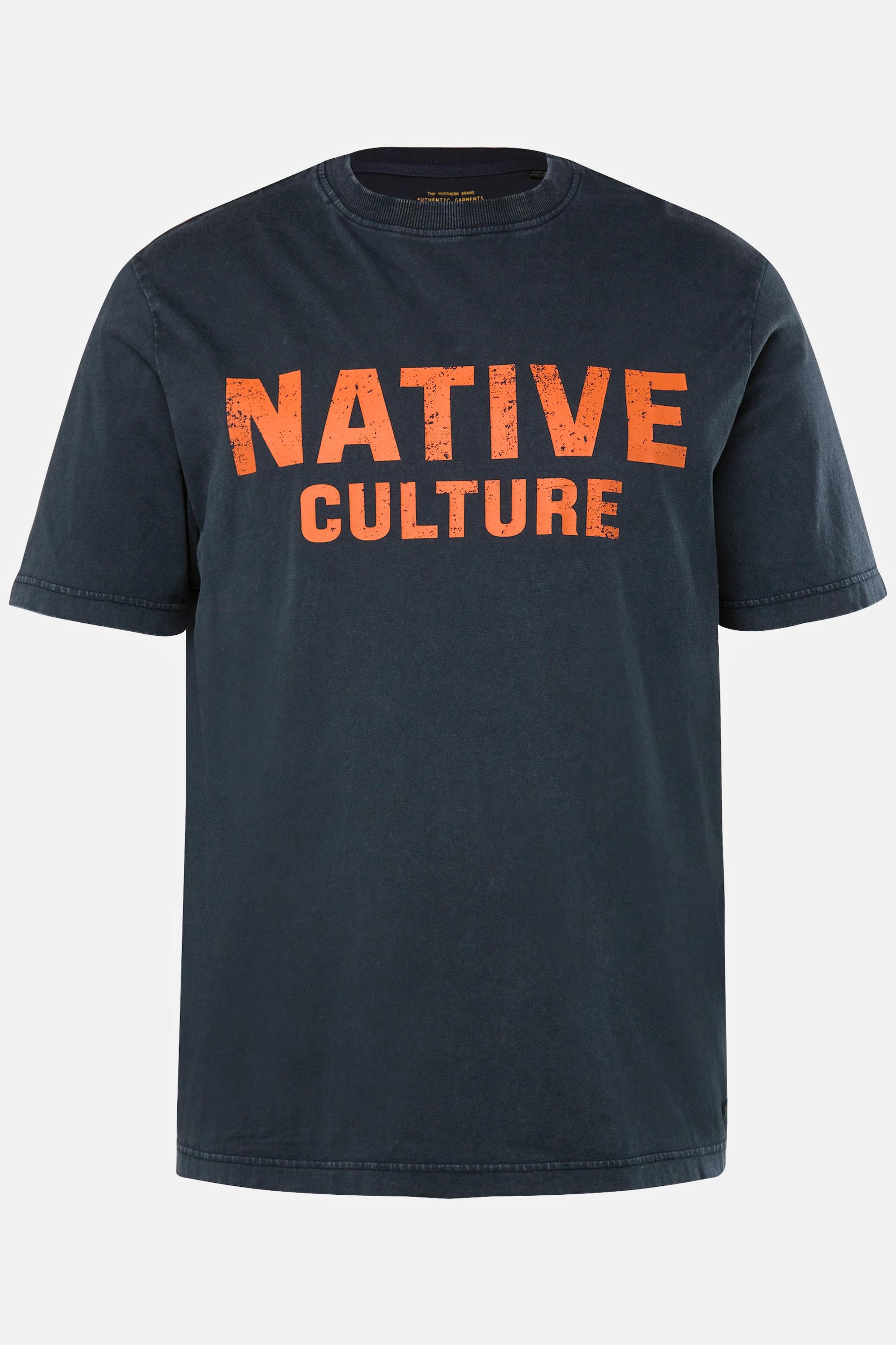 JP1880 Kurzarm Vintage Look Rundhals T-Shirt mit Brust-Print