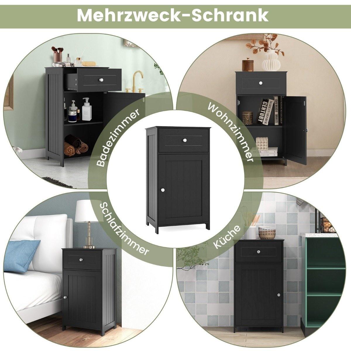 Northix Badezimmerschrank Badschrank schmal mit Schublade & Tür Schwarz