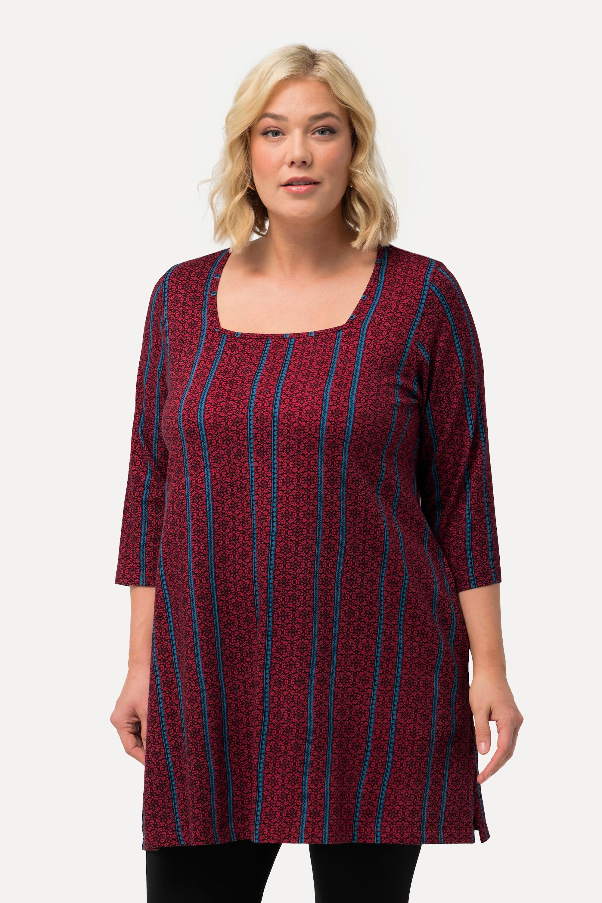 Ulla Popken Longshirt A-Linie Carree-Ausschnitt 3/4-Arm