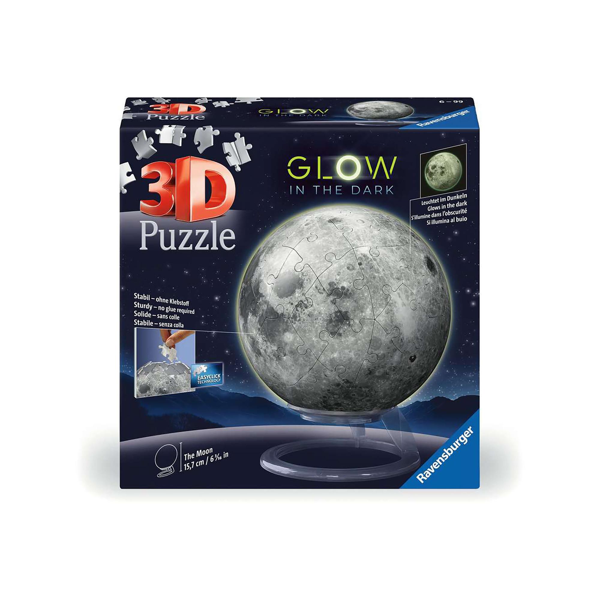 Ravensburger 3D Glow-in-the-Dark Puzzle-Ball – Der Mond, 72 Teile