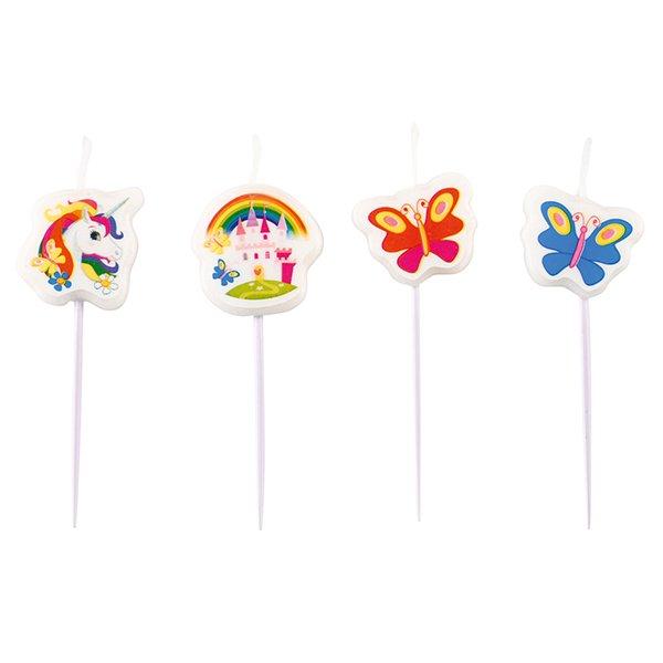 amscan 4 Mini-Figurenkerzen Einhorn