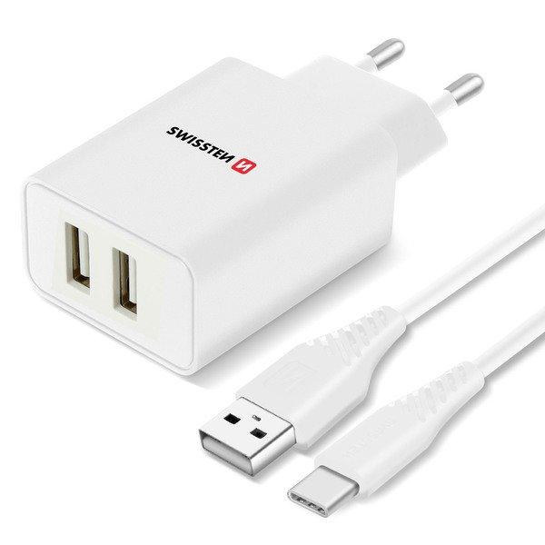 SWISSTEN USB-Ladegerät + USB-C Kabel Swissten
