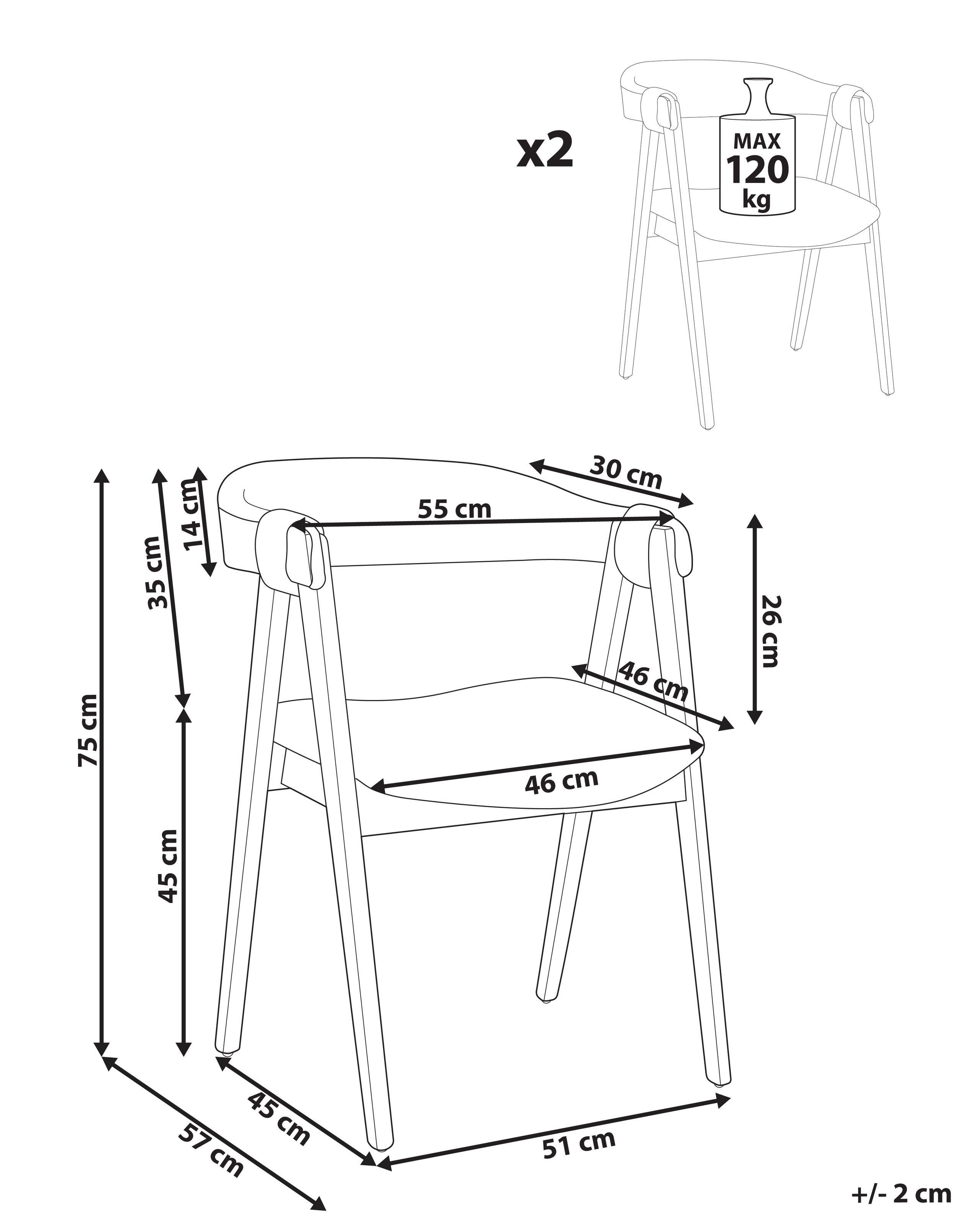 Beliani Esszimmerstuhl 2er Set aus Bouclé Klassisch DAY