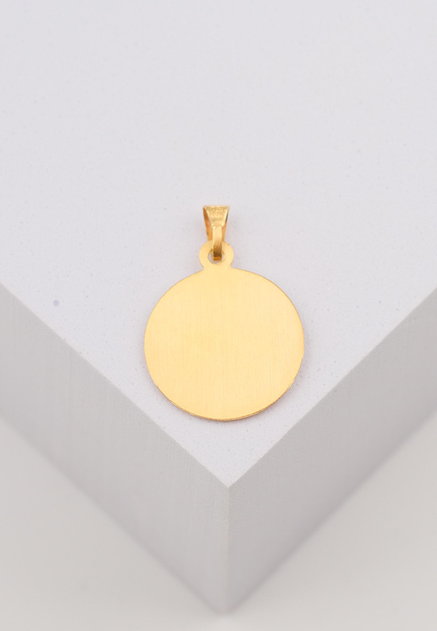 MUAU Schmuck Anhänger Medaille Dolorosa Gelbgold 750, 16mm, 24x16mm