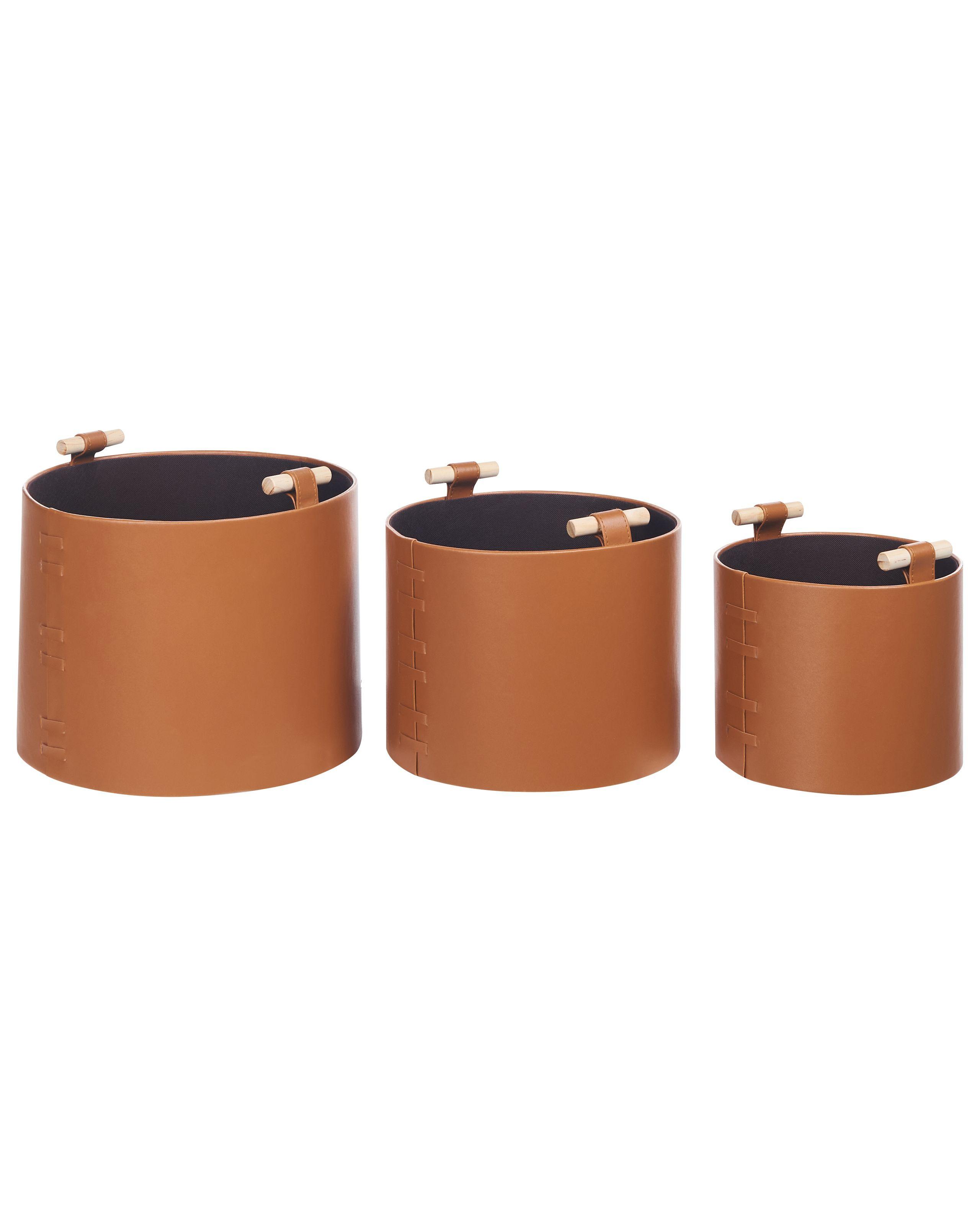 Beliani Korb, Büroaccessoires aus Kunstleder Retro ARAM