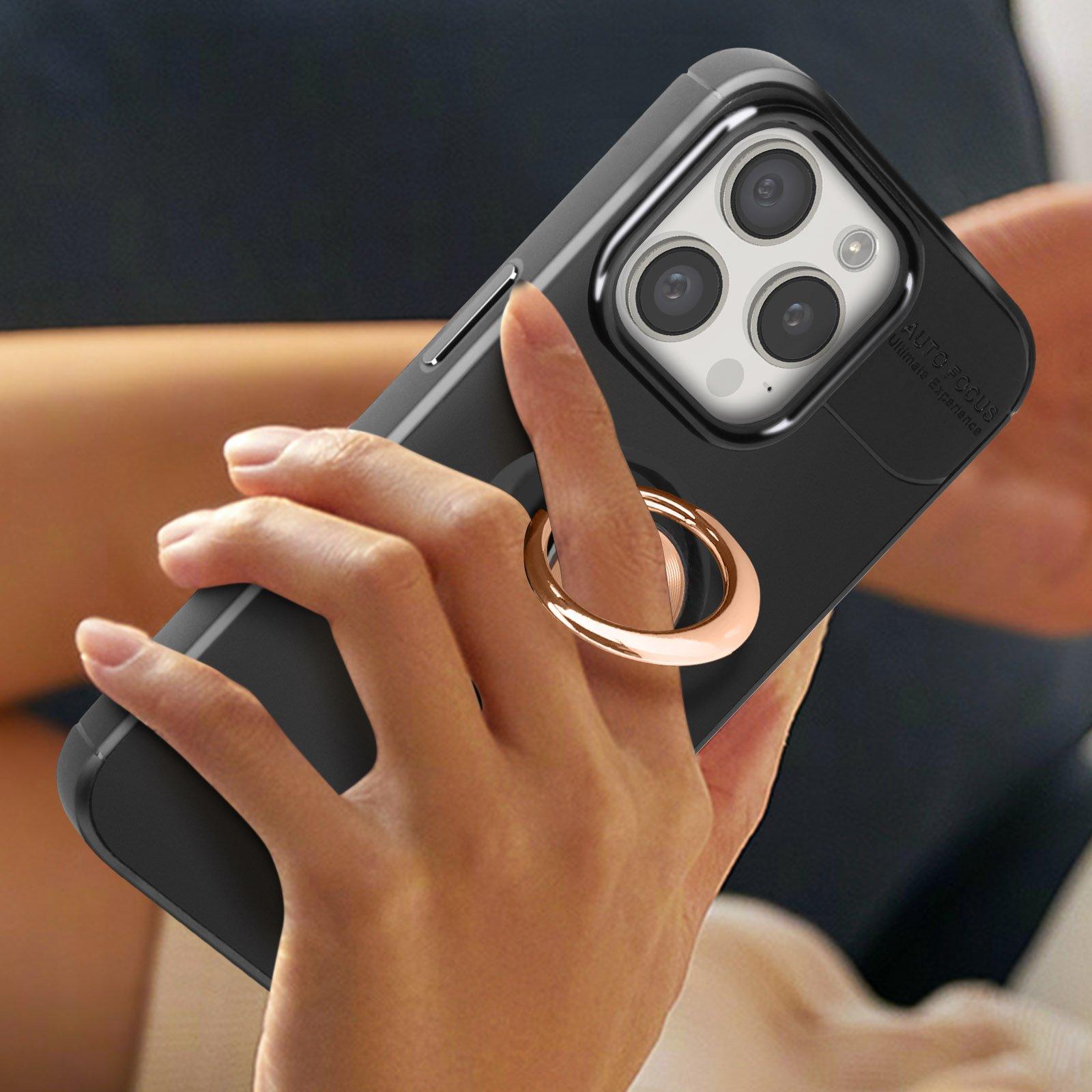 Avizar Ringhülle iPhone 15 Pro Schwarz / Rosa