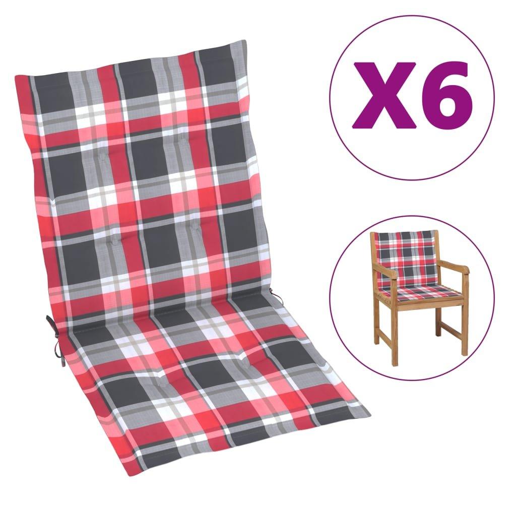 VidaXL Gartenstuhlauflagen 6 Stk. Karomuster 100x50x3 cm
