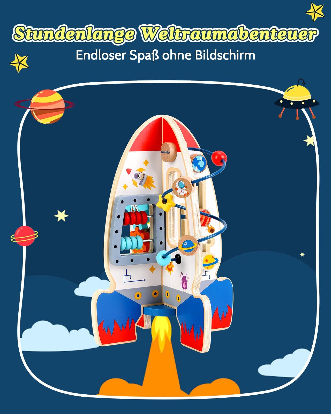 Activity-board Raketenspielzeug Motorik-Würfel, Baby-Holzspielzeug, Motorik-Würfel, 6-in-1